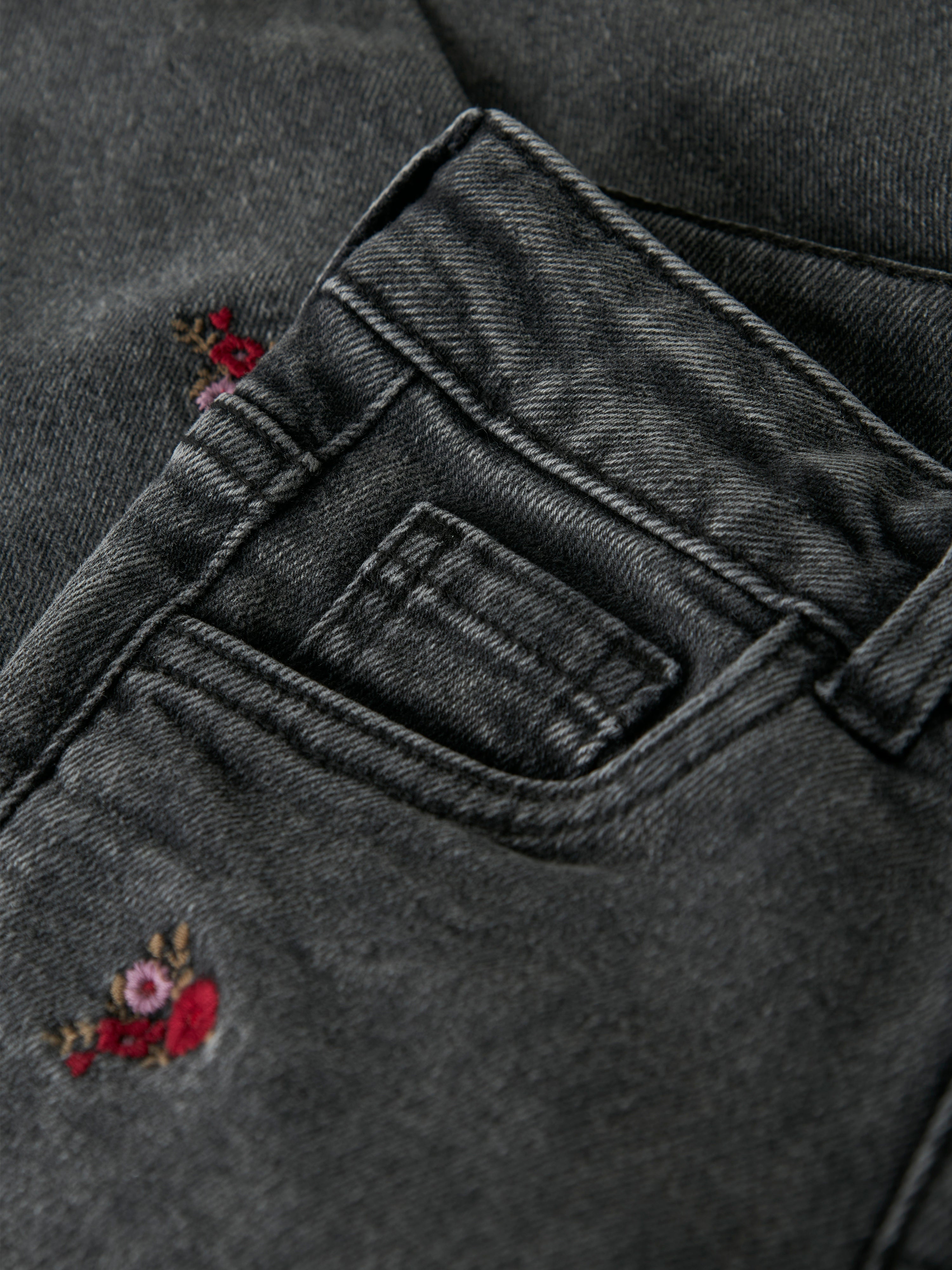 Name It Bella Mom Jeans - Medium Grey Denim/Flower