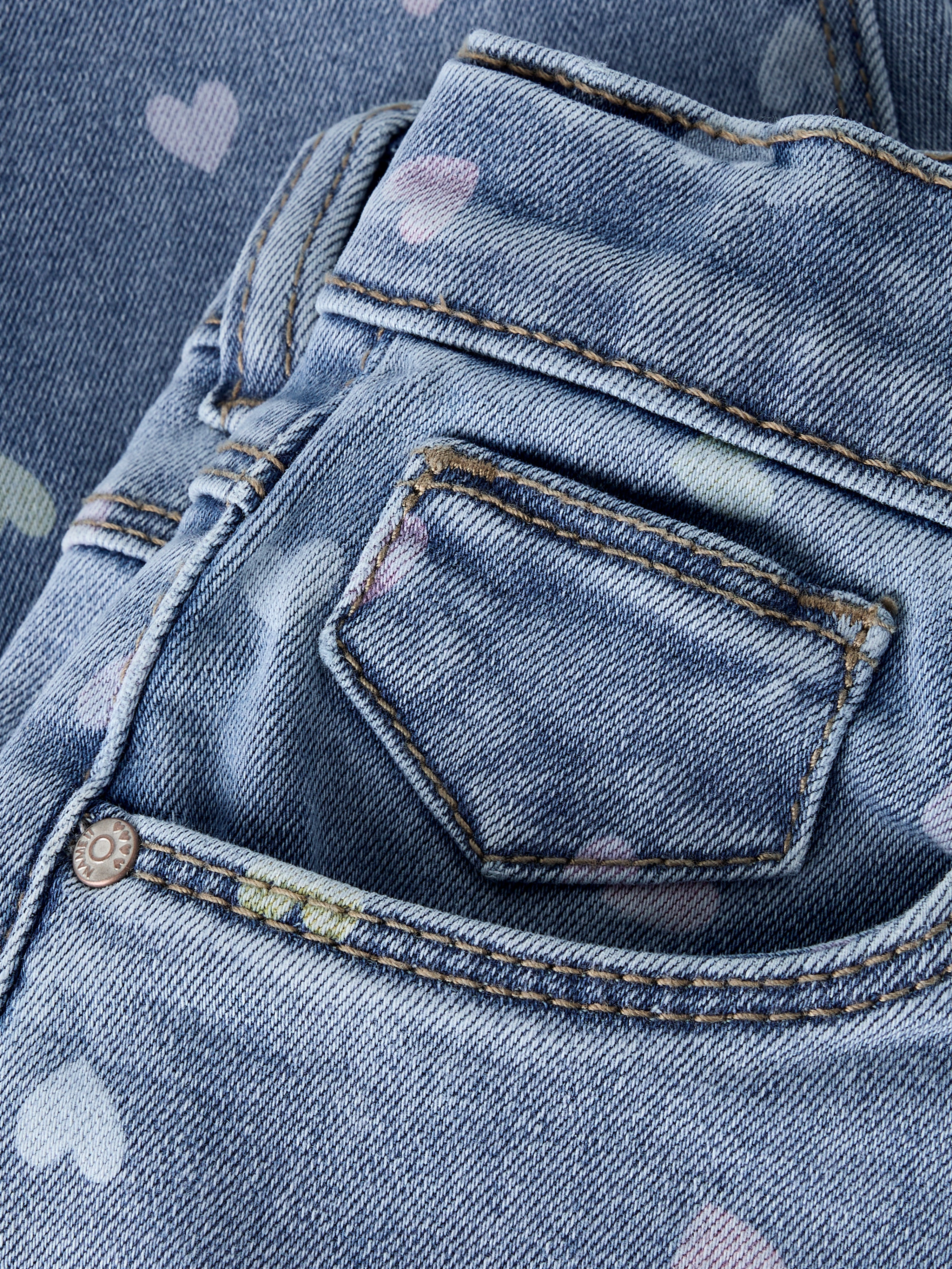 Name It Bella Mom Shaped Jeans NOOS - Medium Blue Denim/Hearts