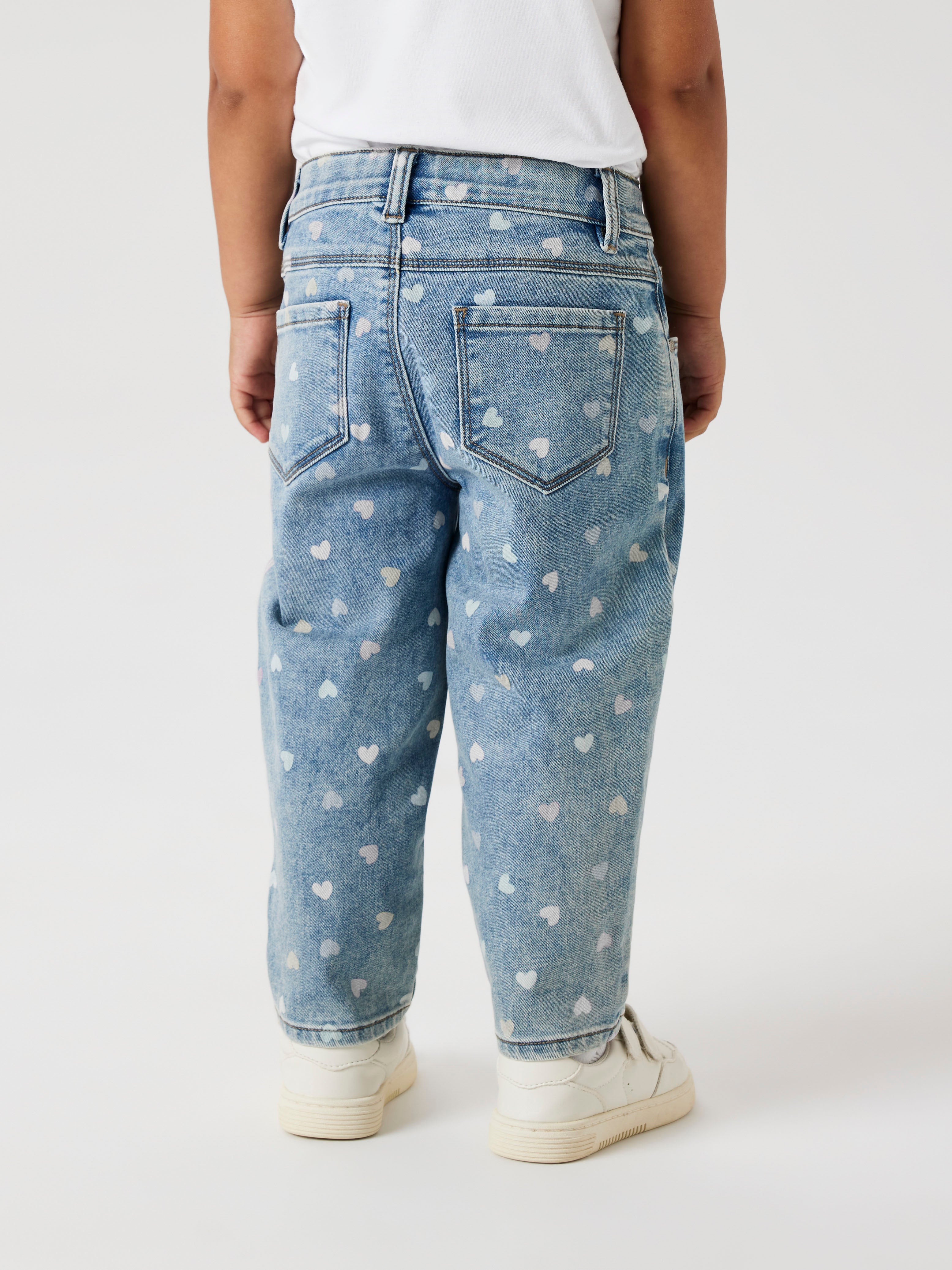 Name It Bella Mom Shaped Jeans NOOS - Medium Blue Denim/Hearts
