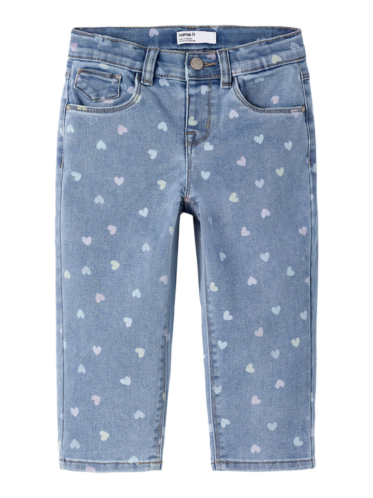 Name It Bella Mom Shaped Jeans NOOS - Medium Blue Denim/Hearts