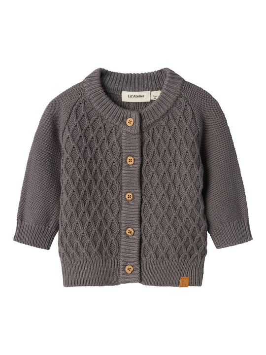 Lil Atelier Tobie Knit Cardigan - Pewter