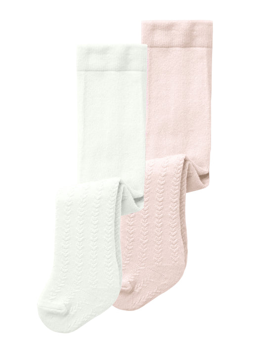 Name It Ditta 2 pack strømpebukser - Bright White/Ballerina