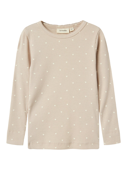 Lil Atelier Gago Slim Shirt med Hjerter - Gray Morn Heart