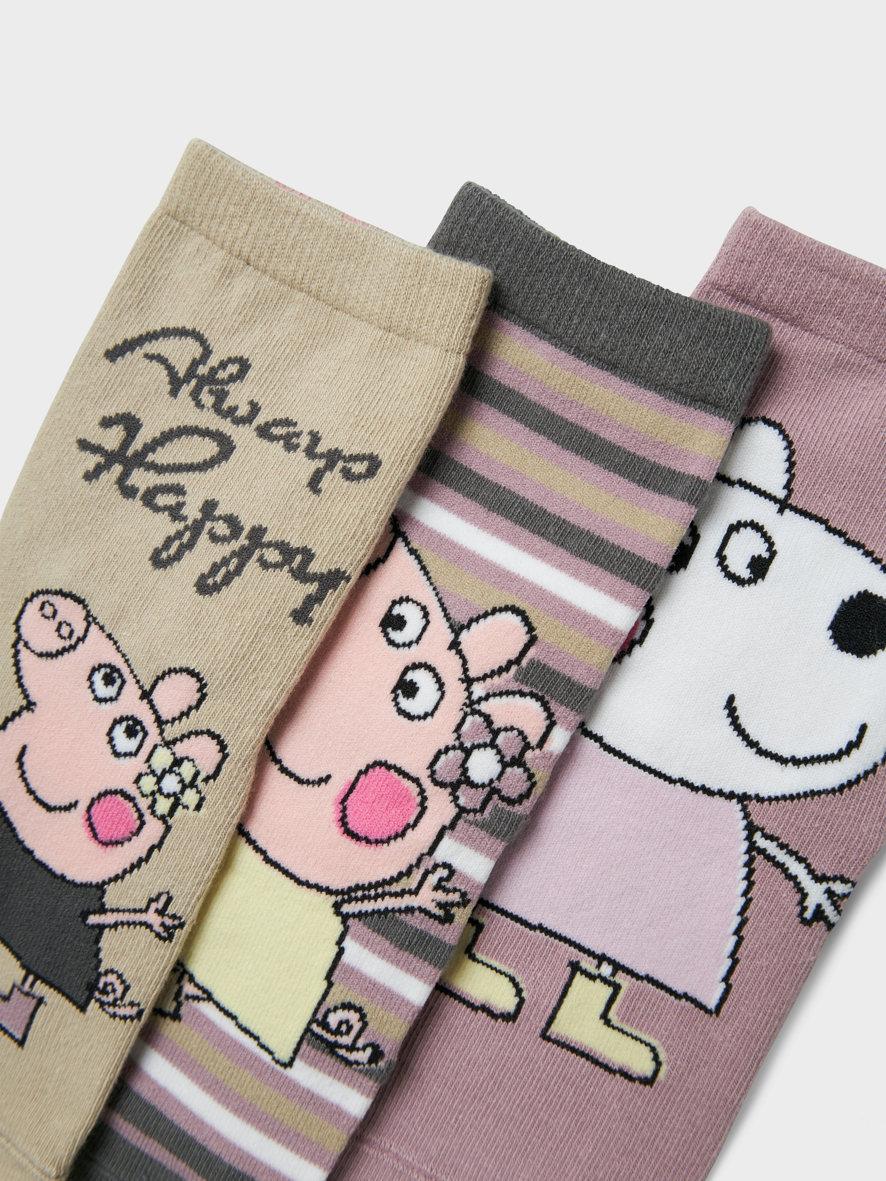 Name It Dassa Gurli Gris 3 pak strømper - Elderberry