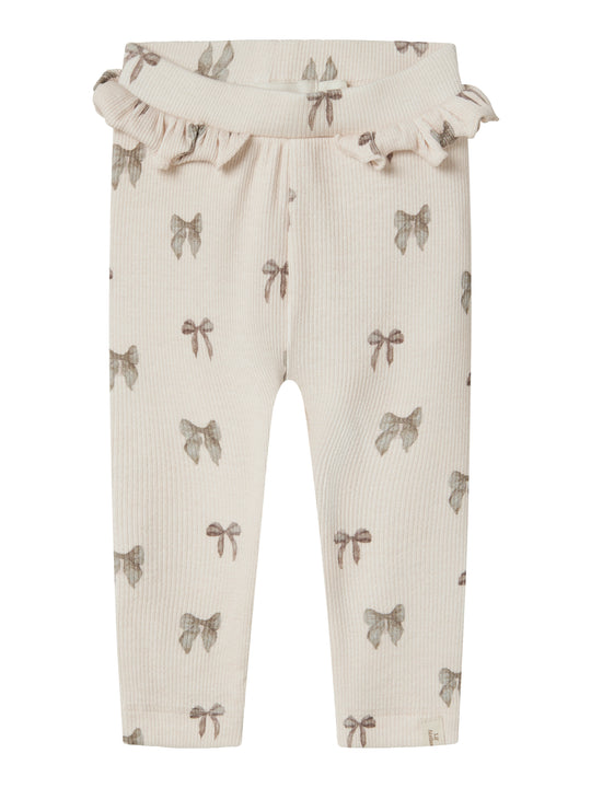 Lil Atelier Gavo Efi Slim Leggings NOOS - Silver Peony/Bow