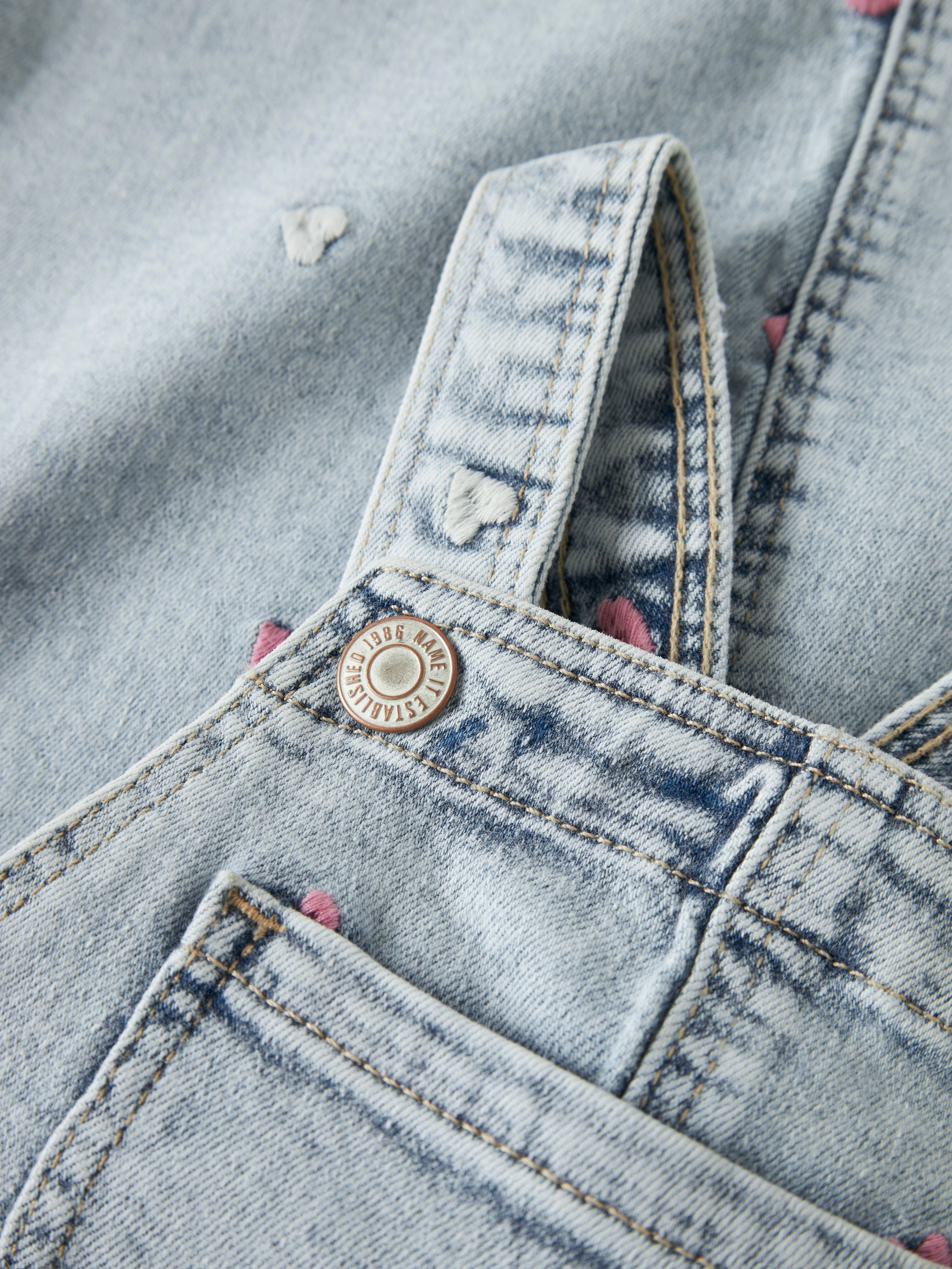 Name It Felina Denim Spencer Dress - Light Blue Bleached Denim