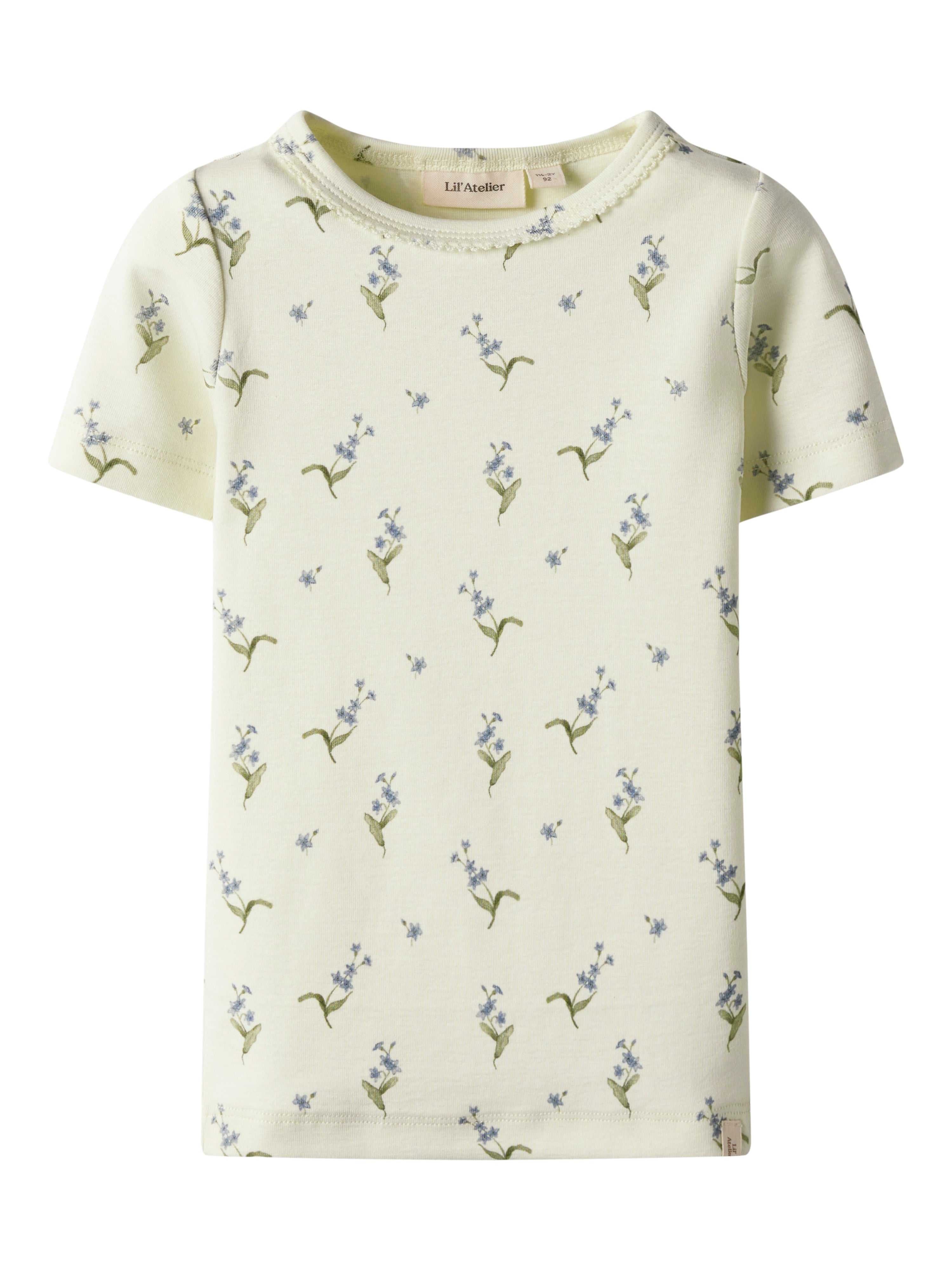 Lil Atelier Gayo Sig SS Top - Coconut Milk/Forget med not