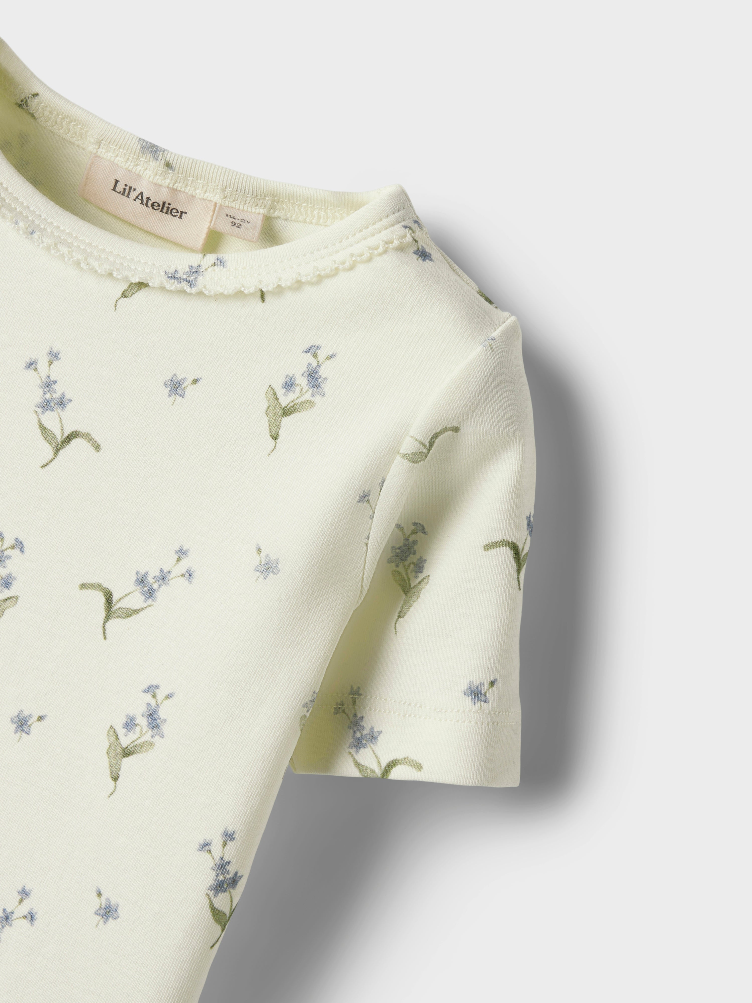 Lil Atelier Gayo Sig SS Top - Coconut Milk/Forget med not