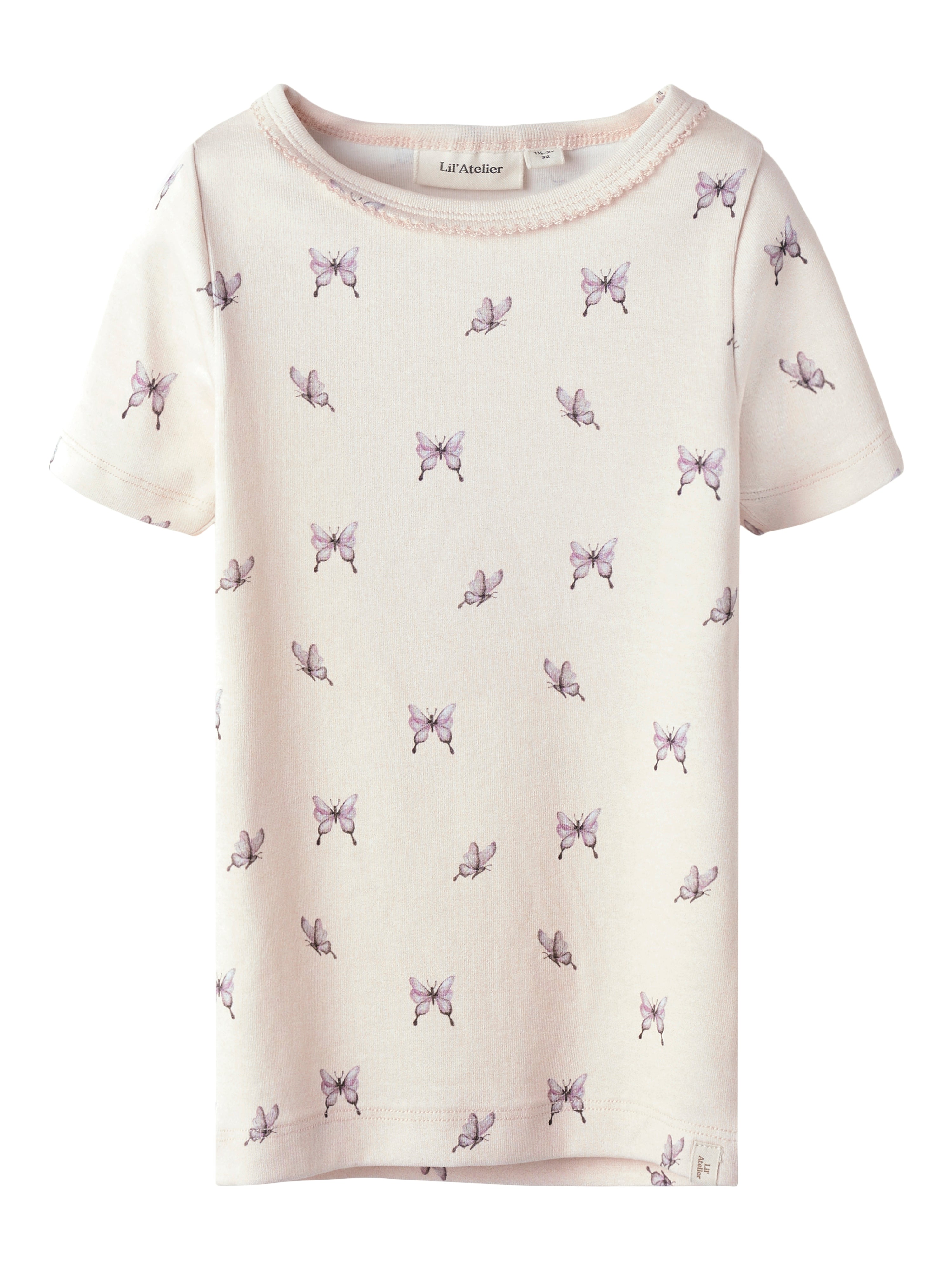 Lil Atelier Gayo Sig SS Top - Peach Blush/Butterfly