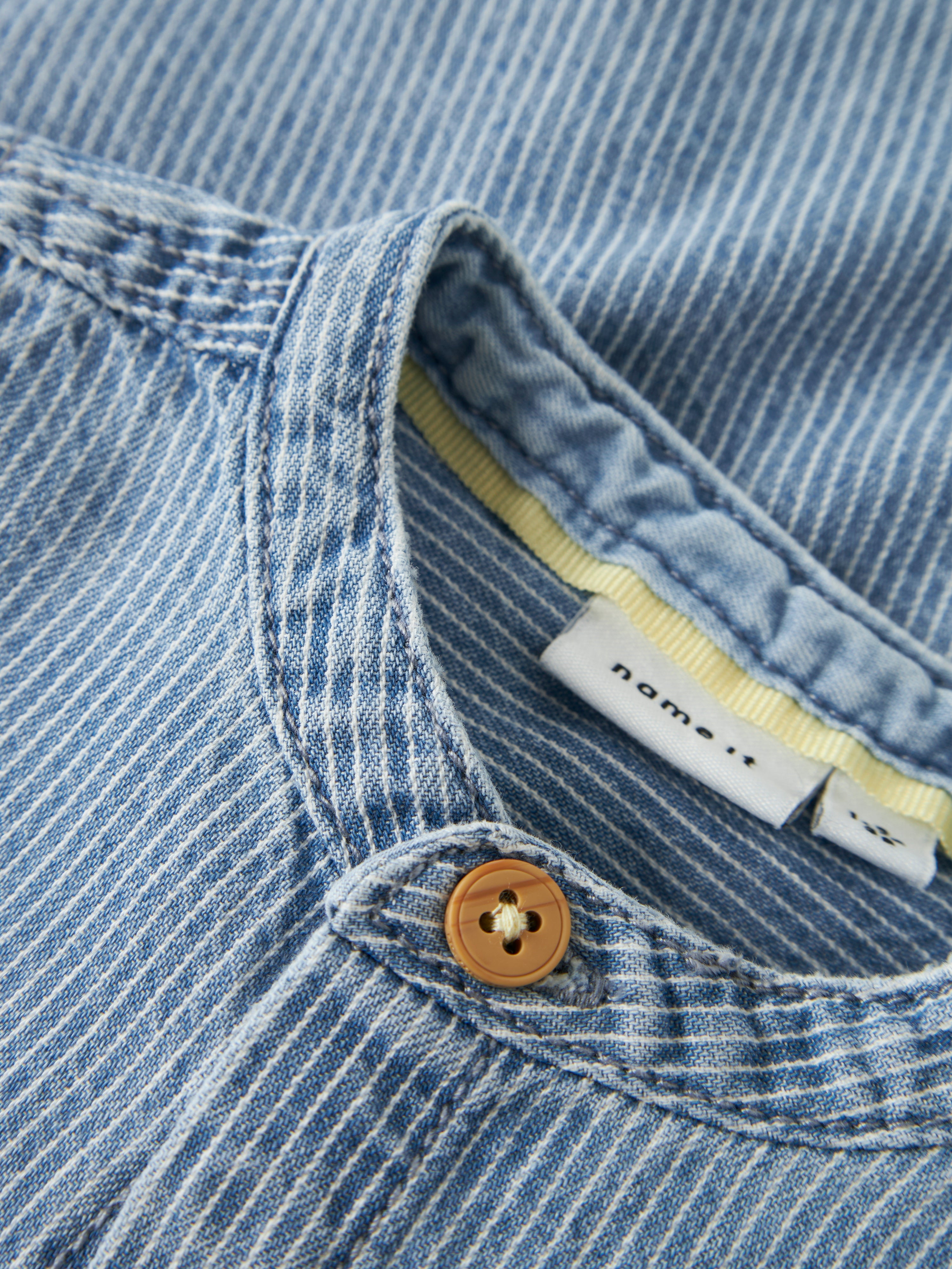 Name It Leo - Stripe Denim SS Shirt - Light Blue Denim
