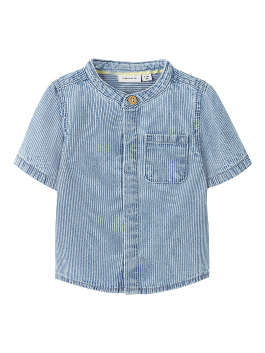 Name It Leo - Stripe Denim SS Shirt - Light Blue Denim