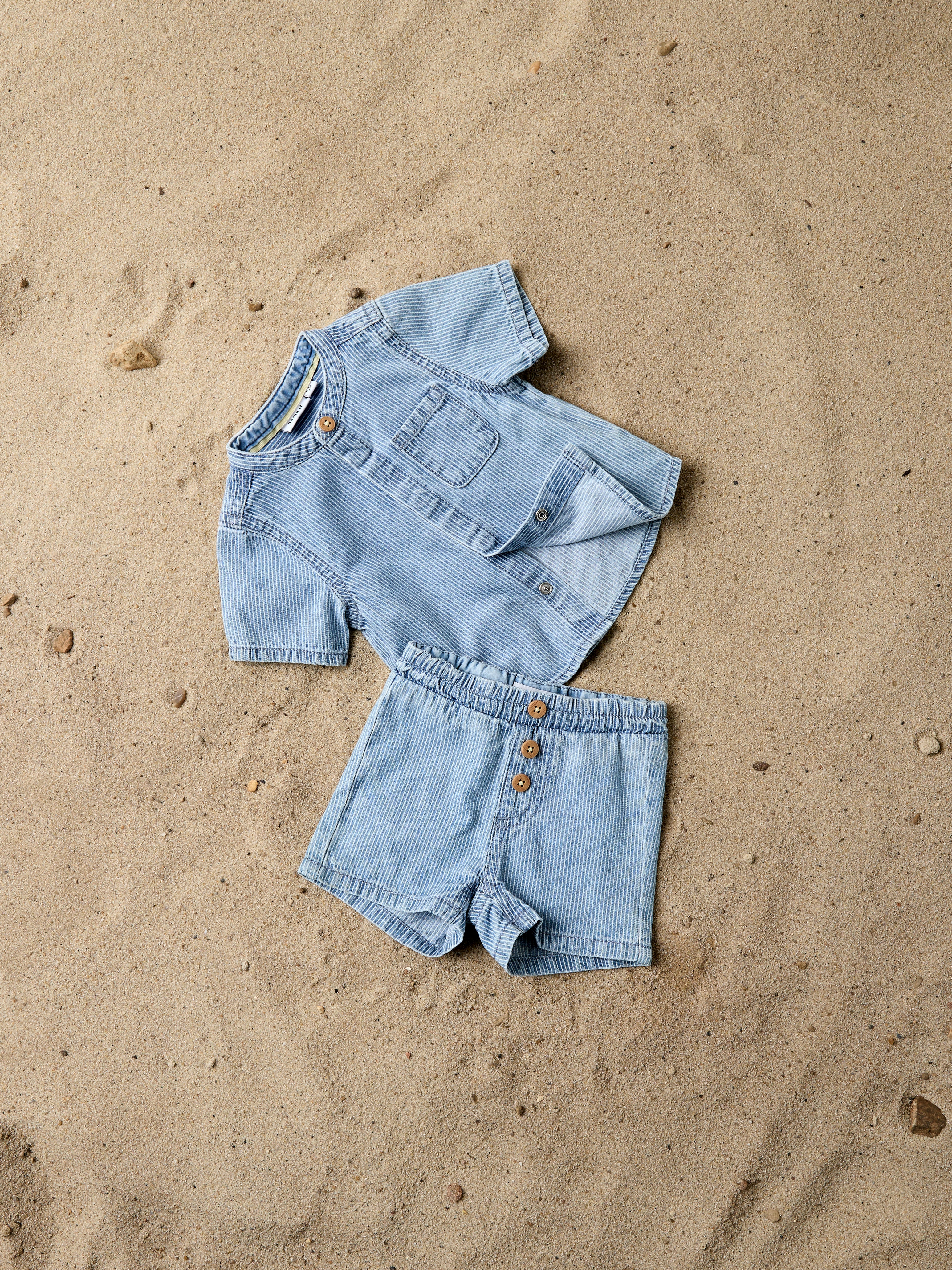 Name It Ryan - Stripe Denim Shorts - Light Blue Denim