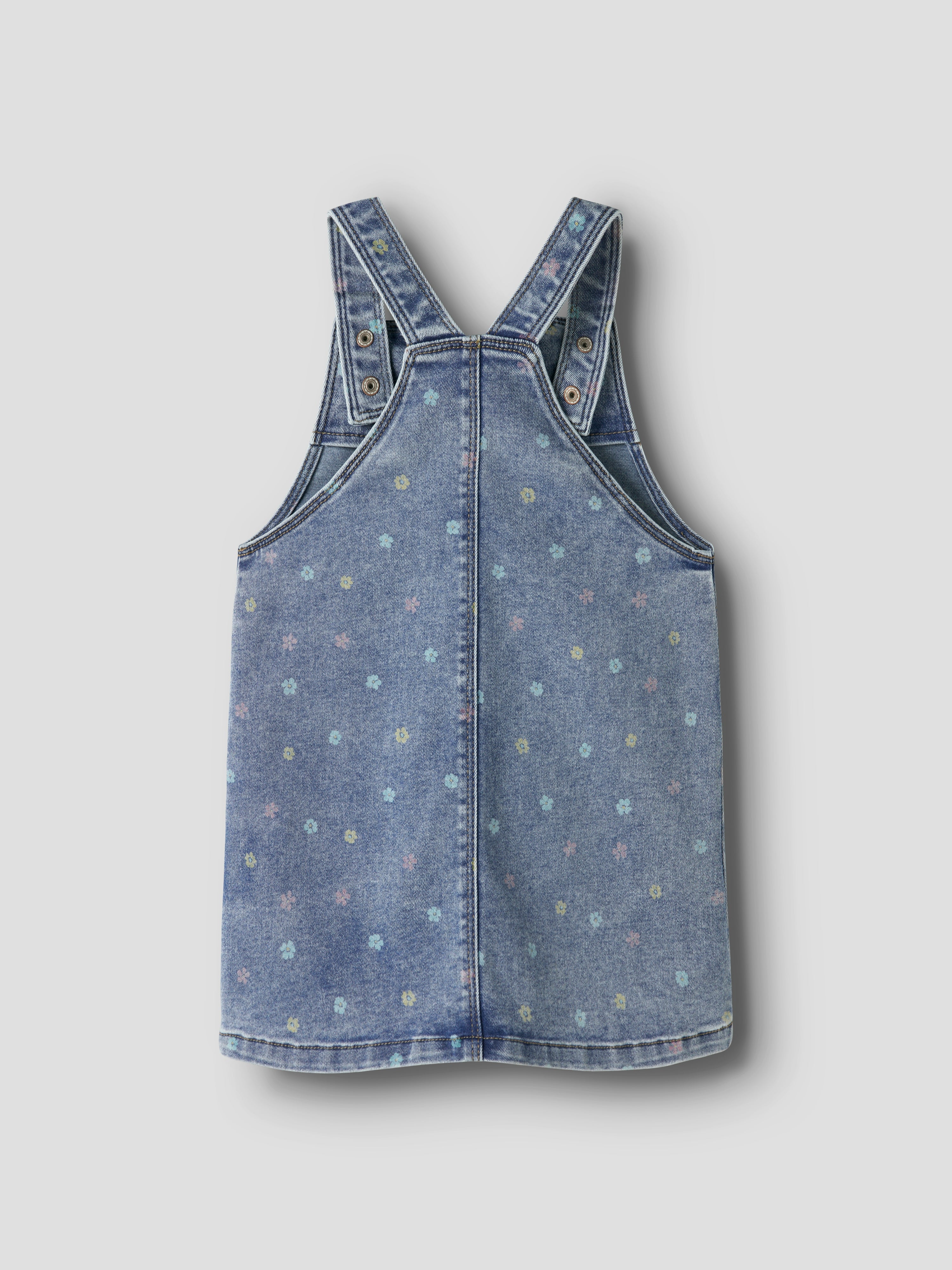 Name It Rosa Short Denim Bibskirt NOOS - Medium Blue Denim/Flower