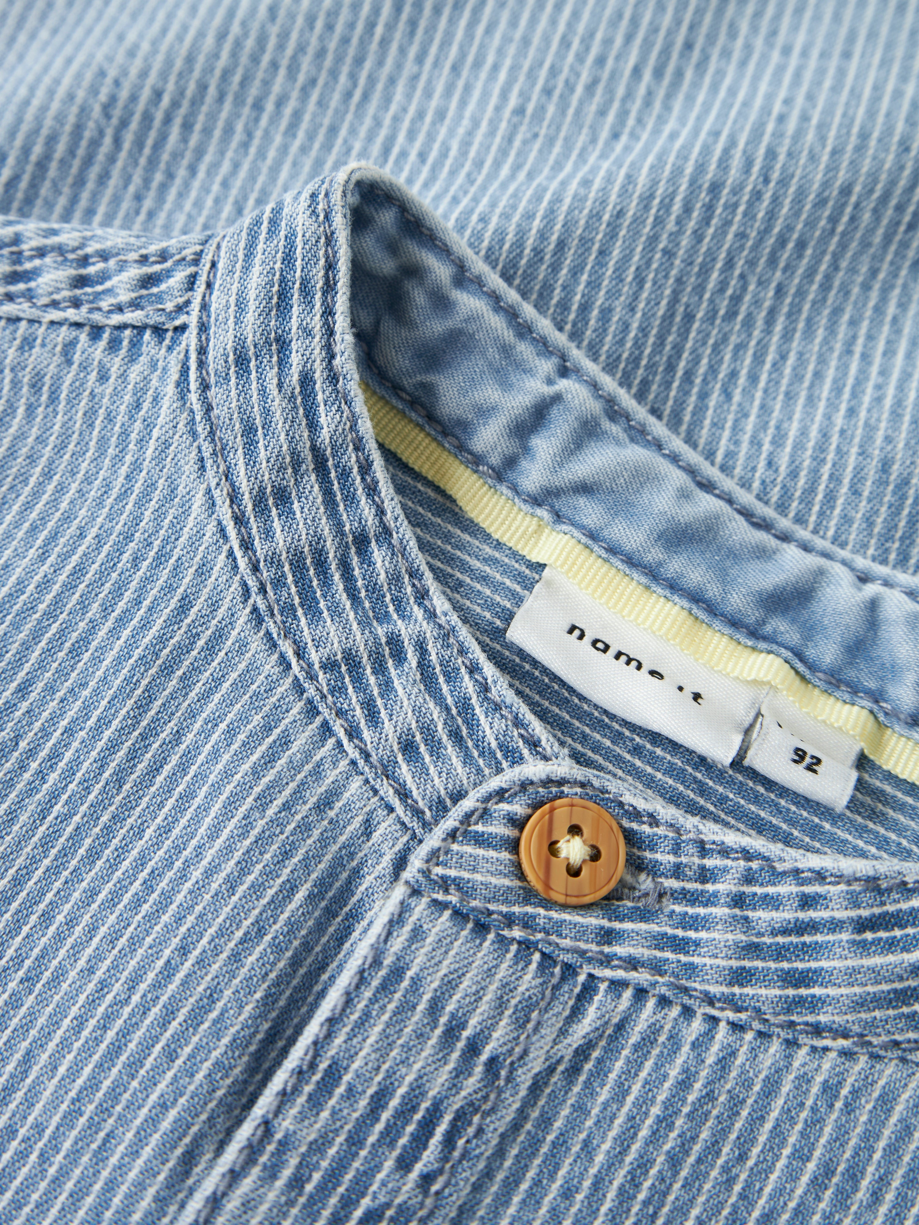 Name It Hans - Stripe Denim SS Shirt - Light Blue Denim