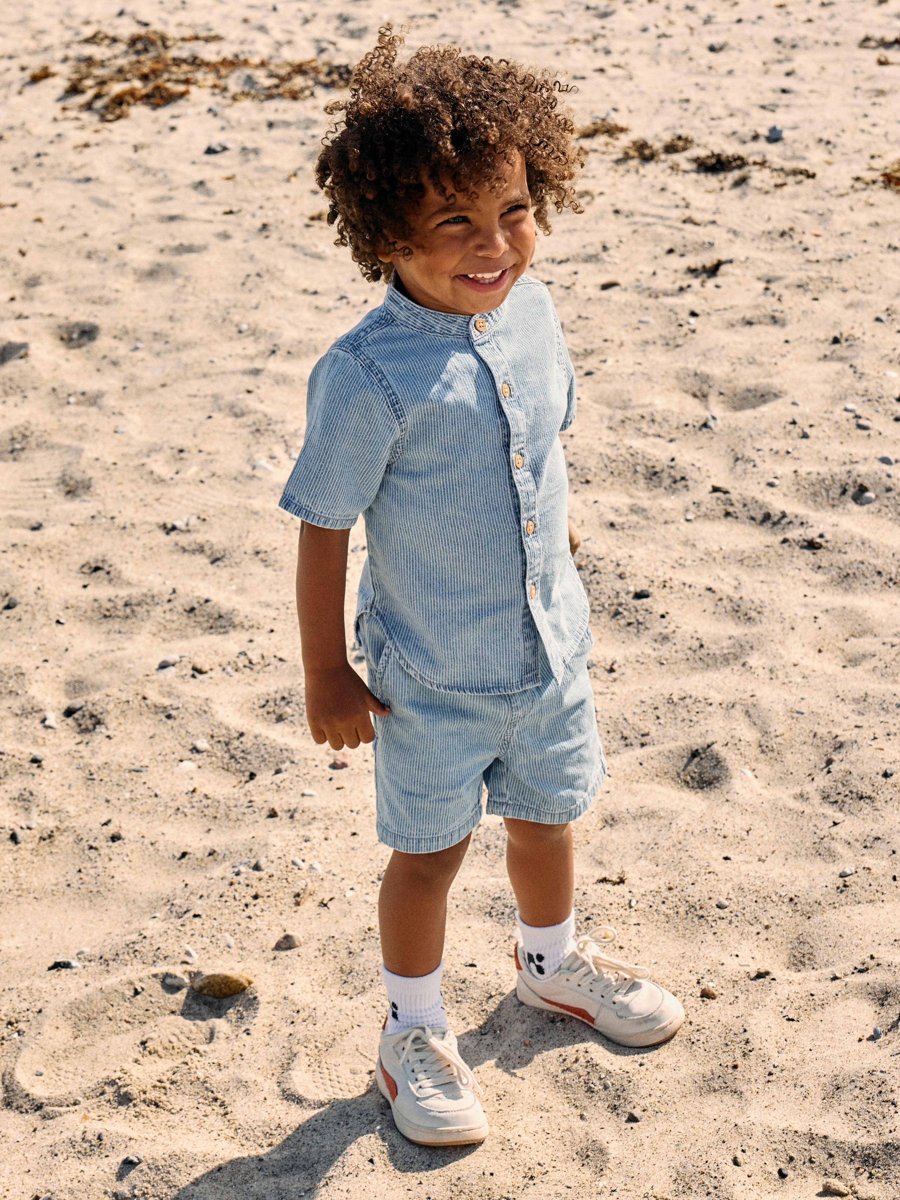 Name It Hans - Stripe Denim SS Shirt - Light Blue Denim