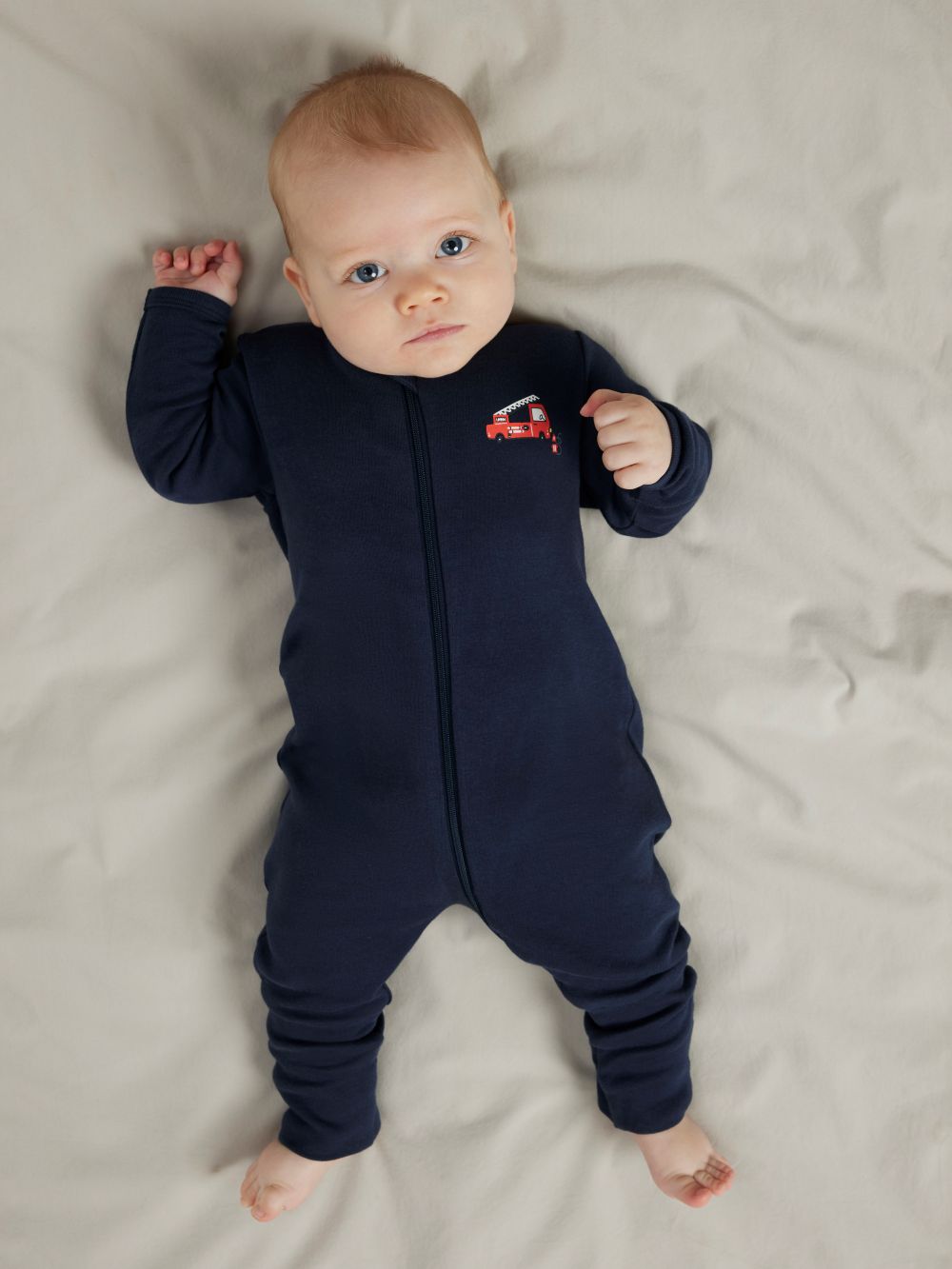 Name It Nightsuit 2 pak Firetruck - Grey Melange