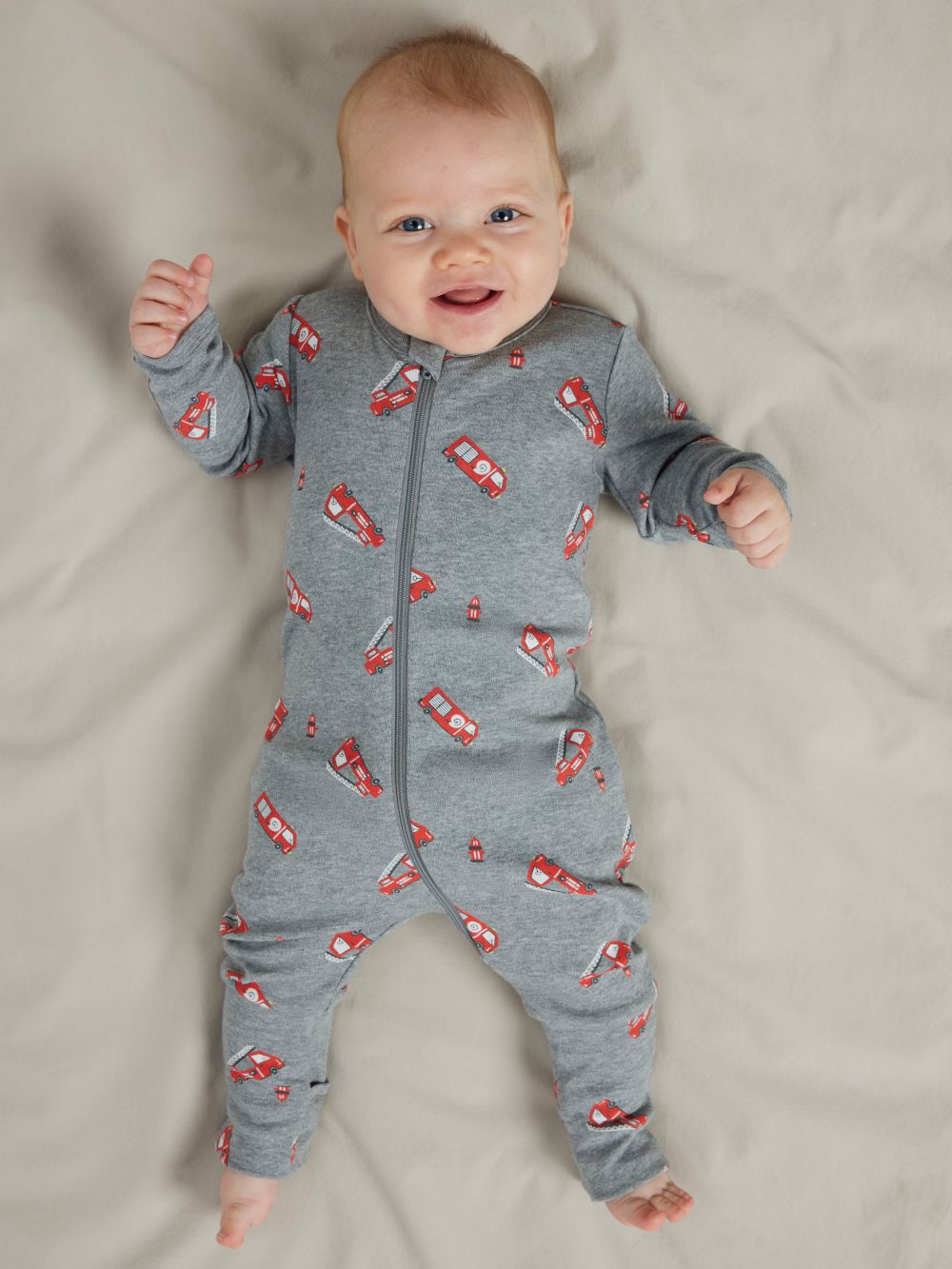 Name It Nightsuit 2 pak Firetruck - Grey Melange