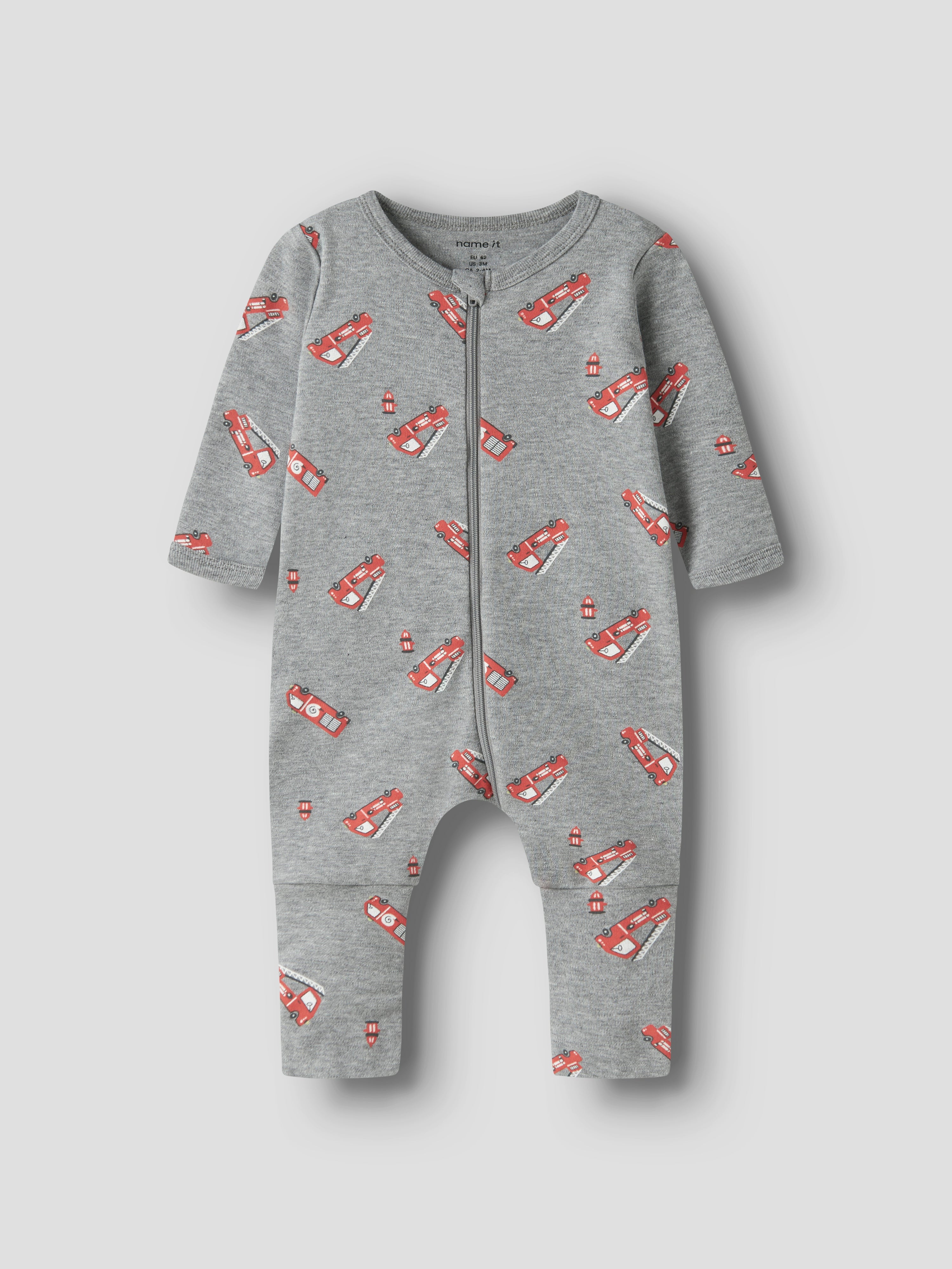 Name It Nightsuit 2 pak Firetruck - Grey Melange