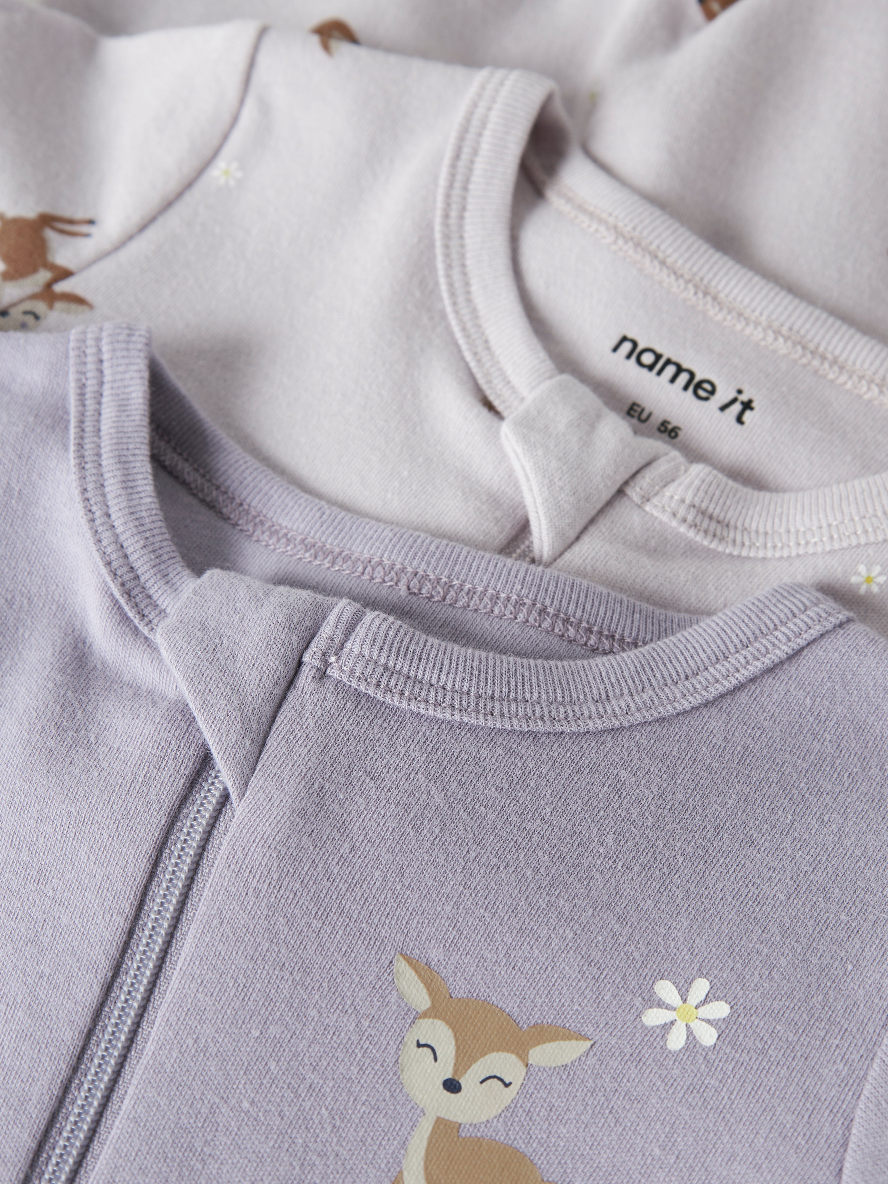 Name It Nightsuit 2 pak Deer - Lilac Marble