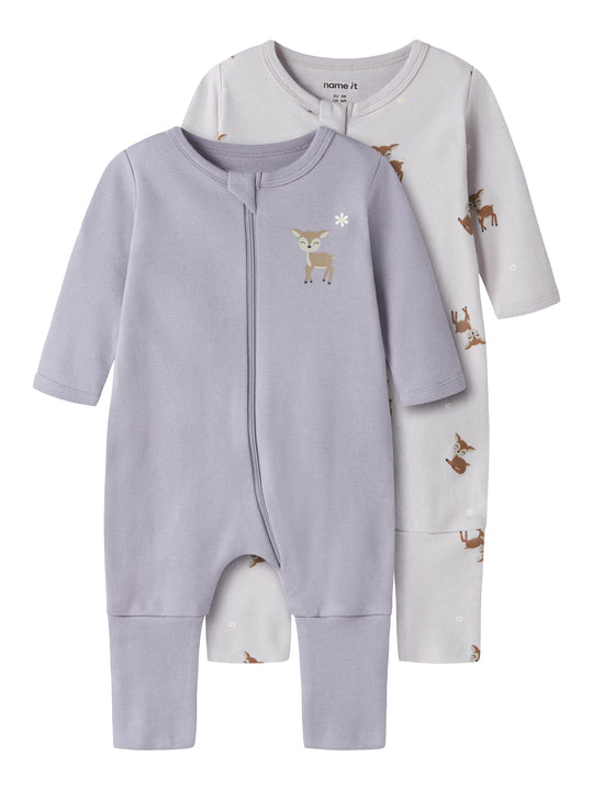 Name It Nightsuit 2 pak Deer - Lilac Marble