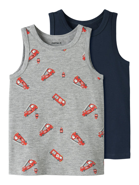 Name It Tank Top 2pak Grey Firetruck NOOS - Grey Melange