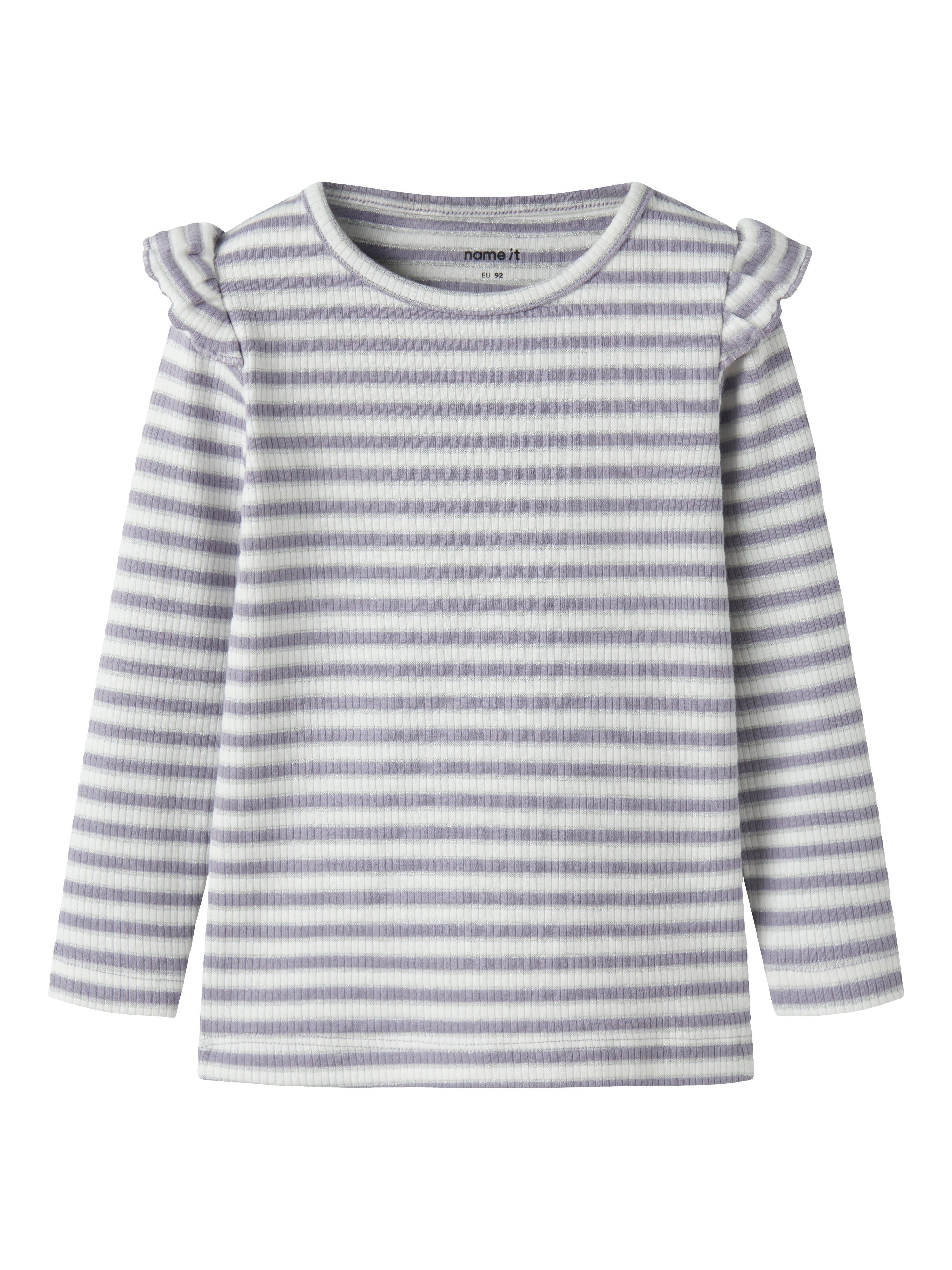 Name It Taias LS Slim Top - Lavender Gray/Cloud Dancer