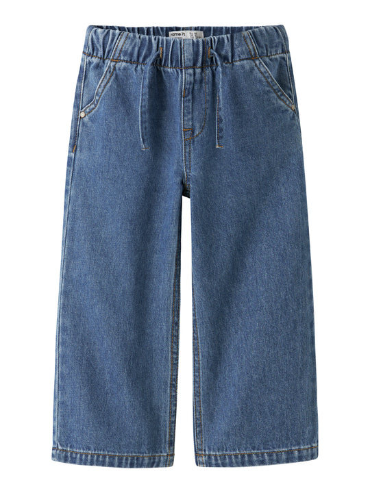 Name It Rose Wide Pull Up Jeans - Medium Blue Denim
