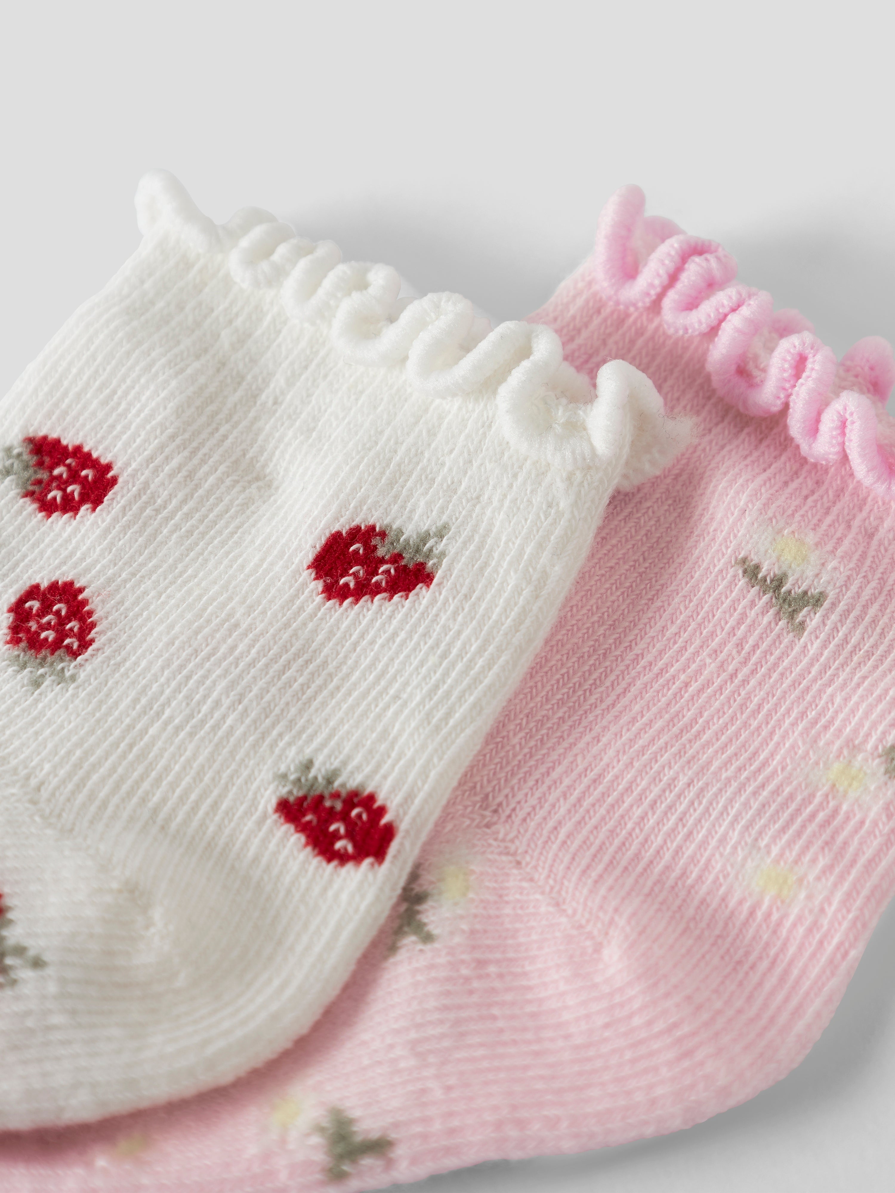 Name It Juberry - 2 pak strømper - Cloud Dancer/Cradle Pink