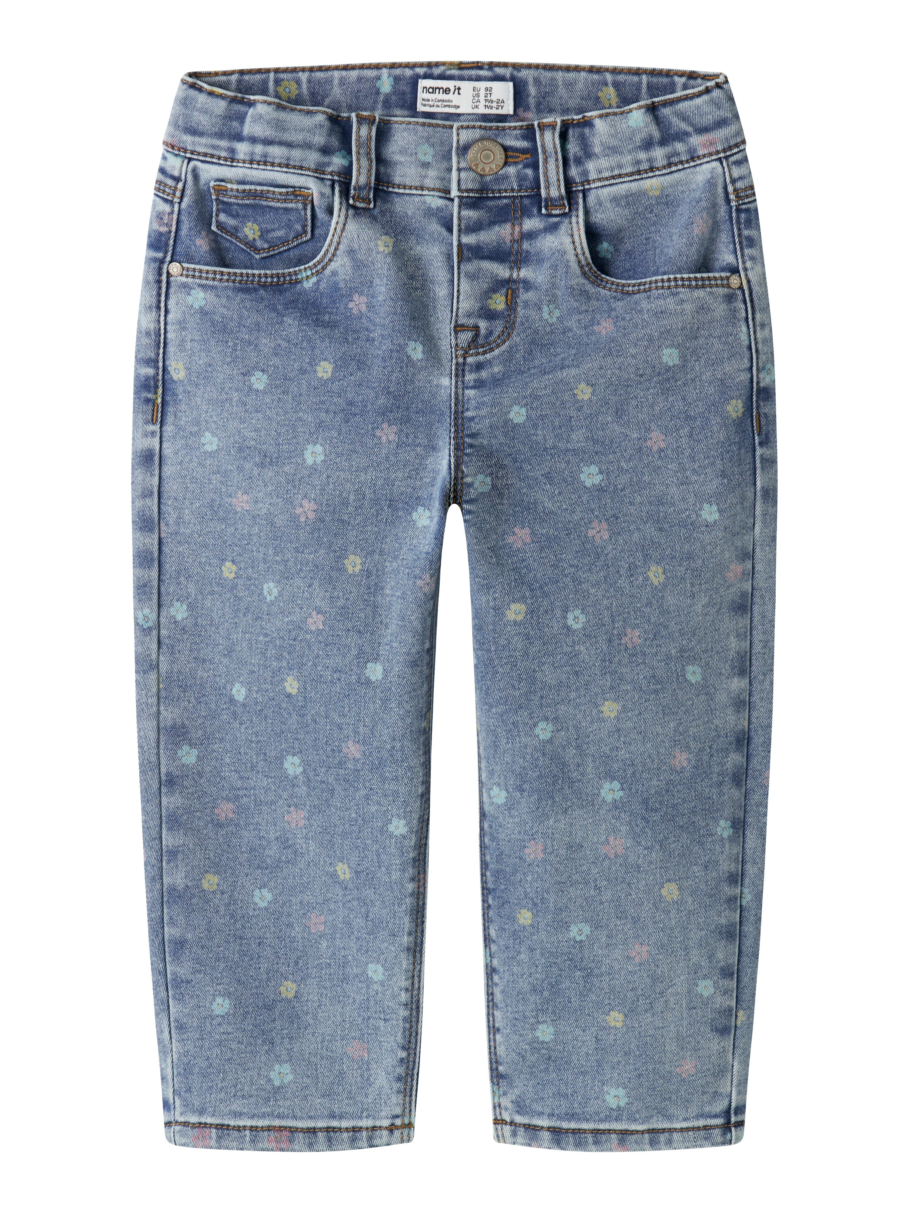 Name It Bella Mom Shaped Jeans NOOS - Medium Blue Denim/Flower