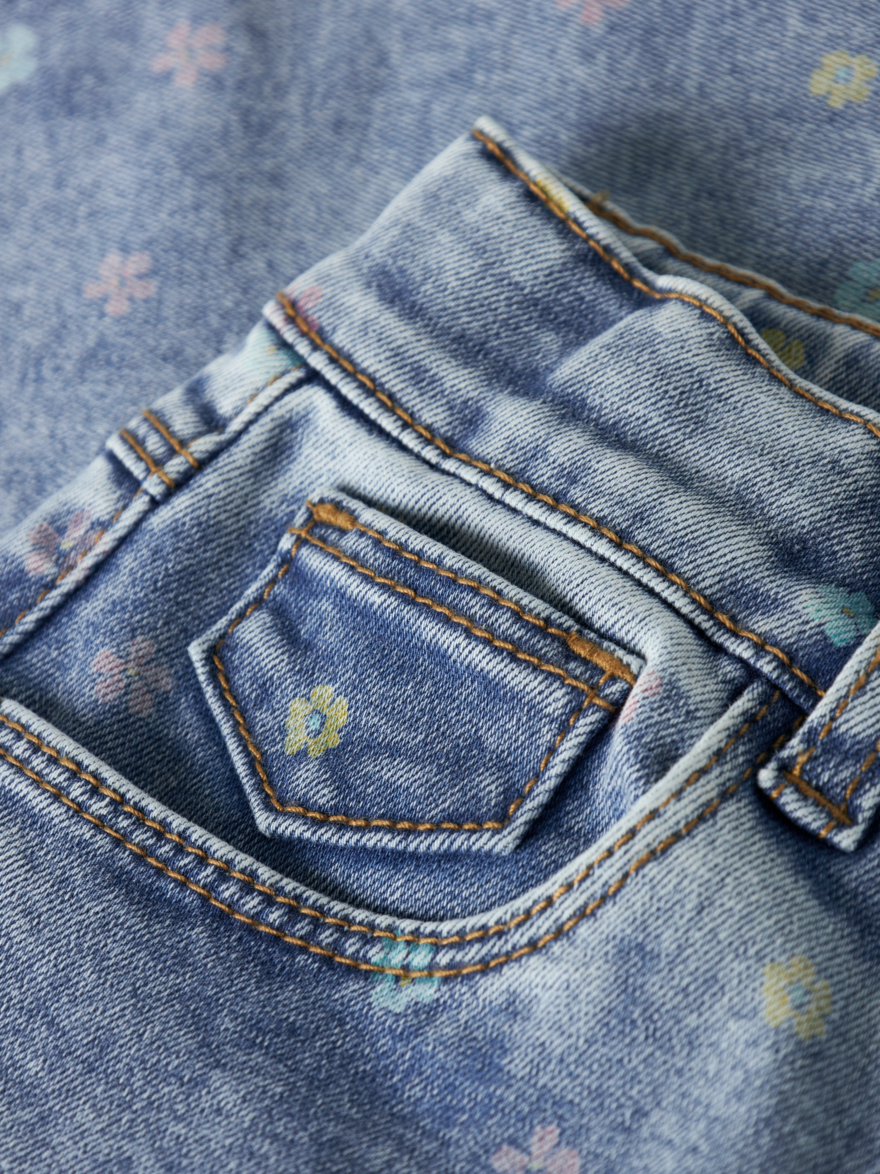 Name It Bella Mom Shaped Jeans NOOS - Medium Blue Denim/Flower