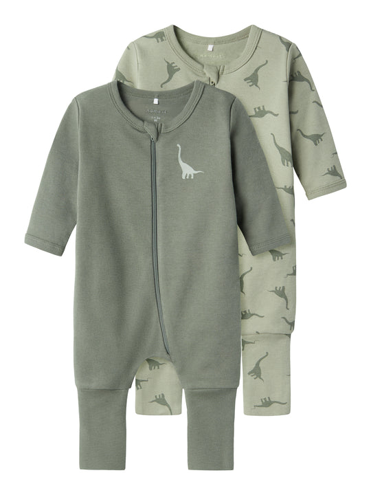 Name It Nightsuit 2 pak Dino - Agave Green/Dino