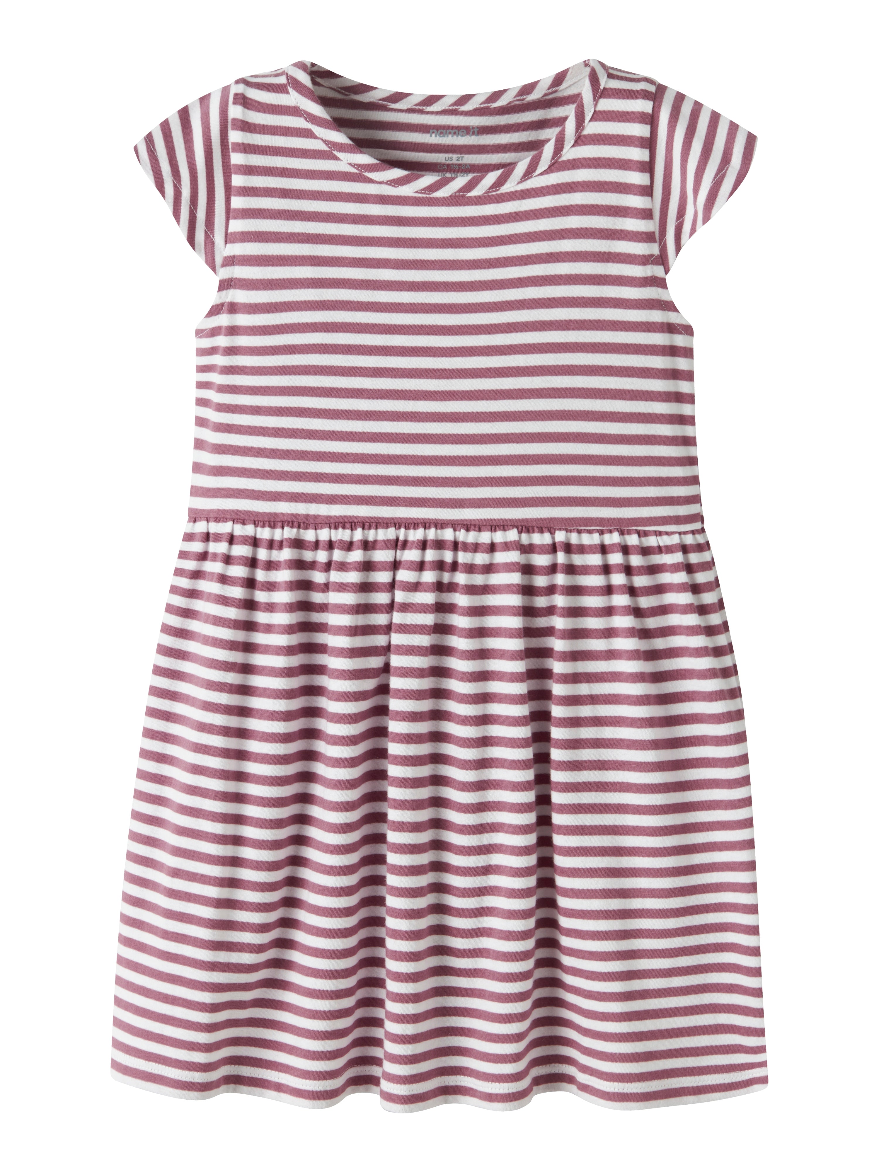 Name It Vinanna - SS Dress - Bright White/Mesa Rosa