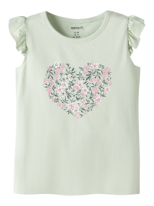 Name It Vayana - Top - Pale Aqua/Pink Flowers
