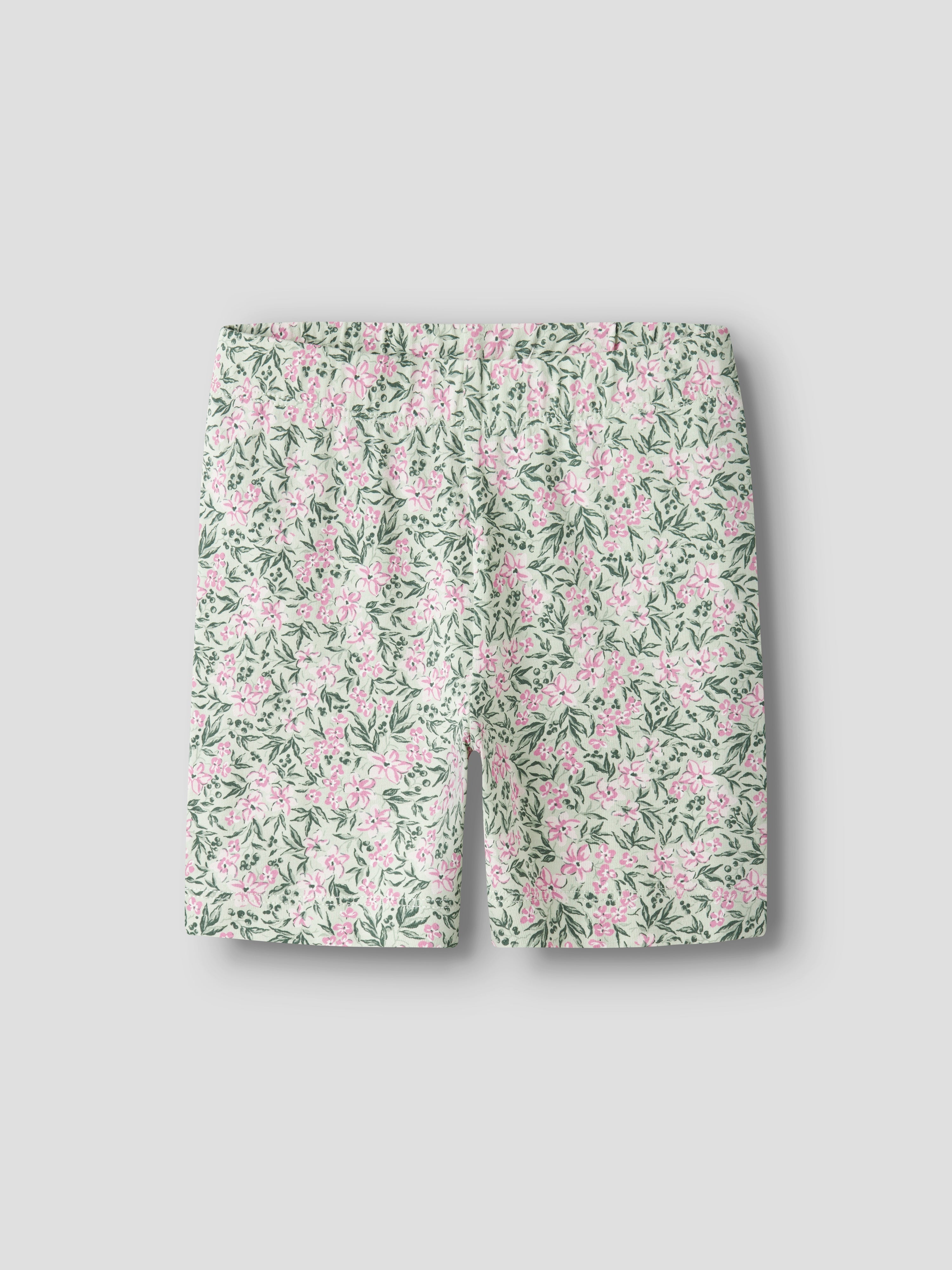 Name It Vayo - Short Leggings - Pale Aqua/Pink Flowers