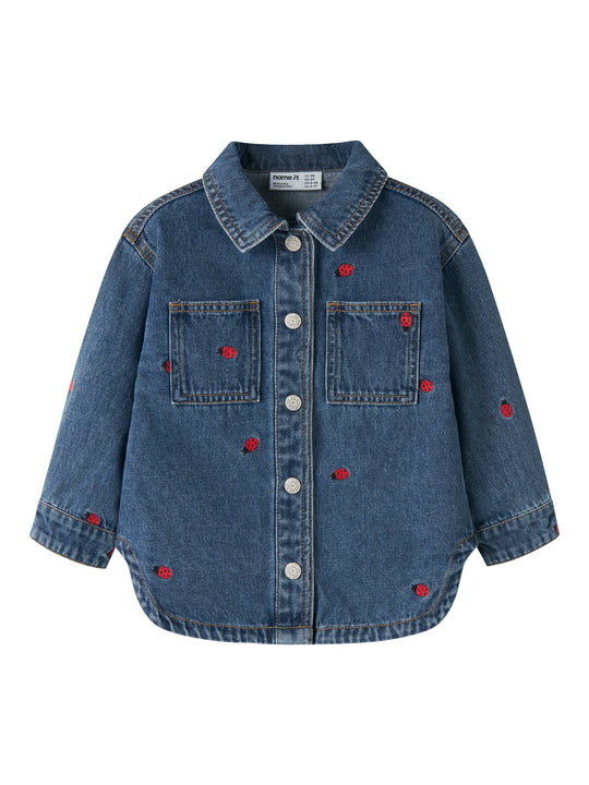 Name It Nina - Emb Denim Jacket - Medium Blue Denim/Lady Bug