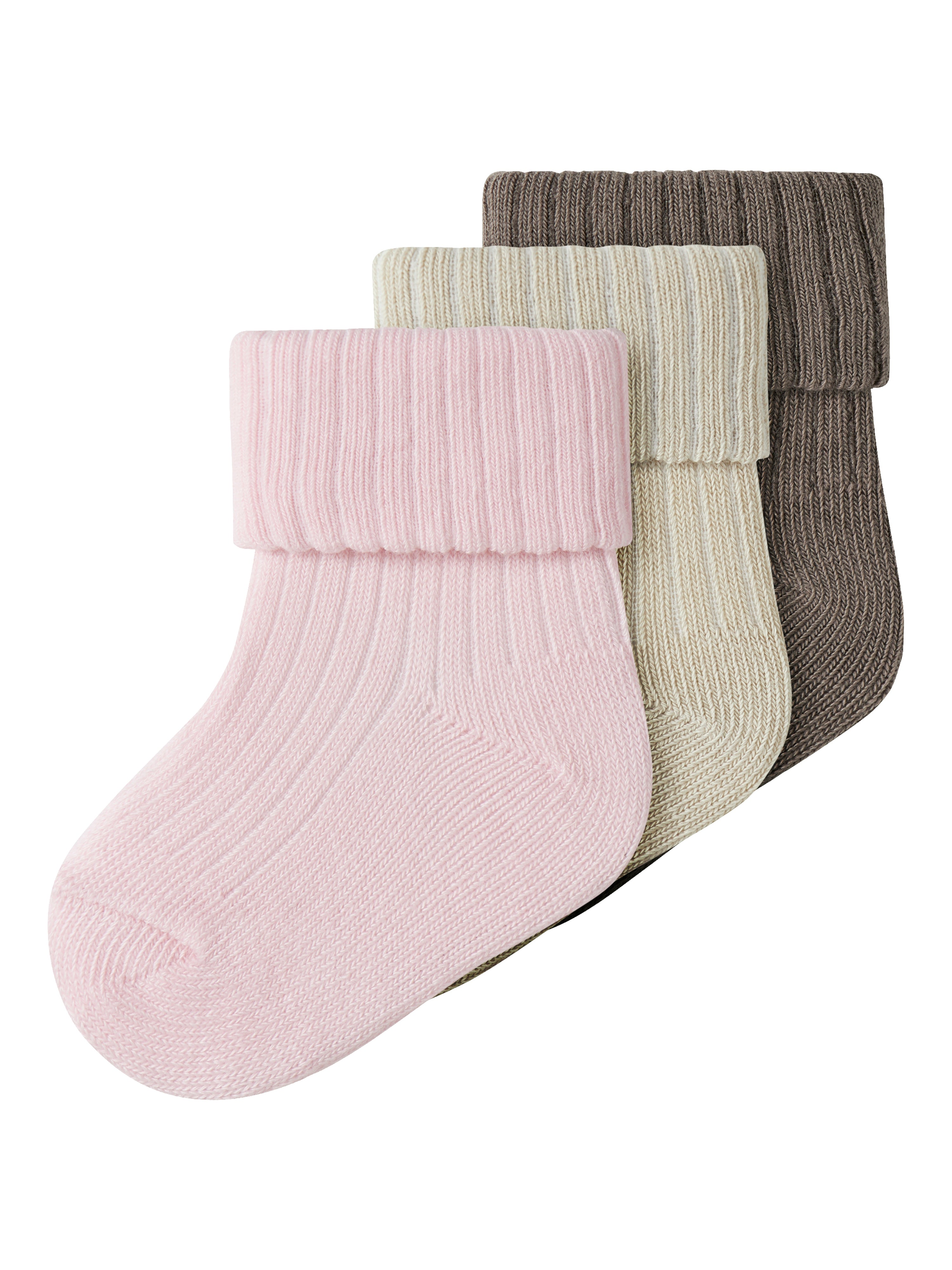 Name It Nobba 3 pack strømper - Almond Milk/Brown Lentil/Cradle Pink