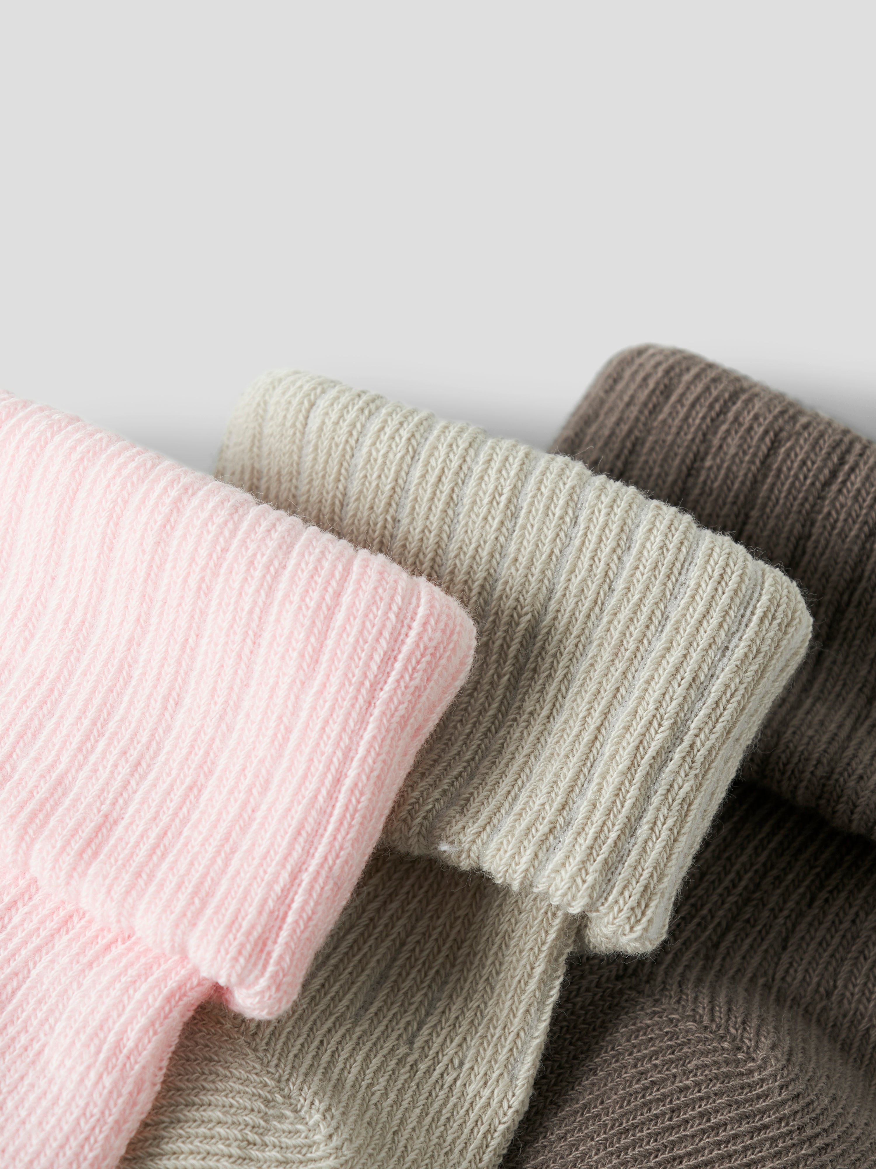 Name It Nobba 3 pack strømper - Almond Milk/Brown Lentil/Cradle Pink