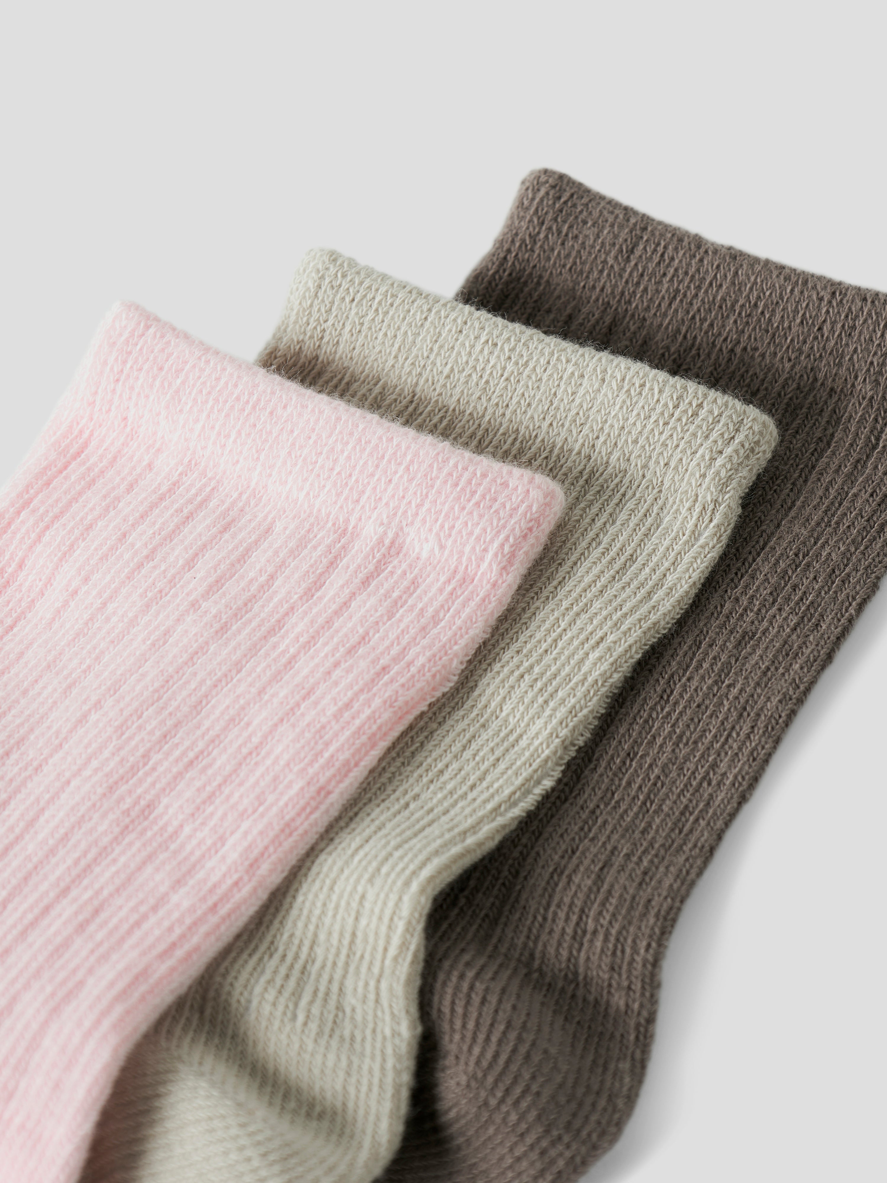 Name It Nobba 3 pack strømper - Almond Milk/Brown Lentil/Cradle Pink