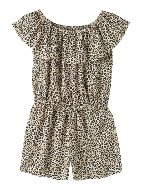 Name It Vinaya SS Playsuit - Turtledove/Leopard