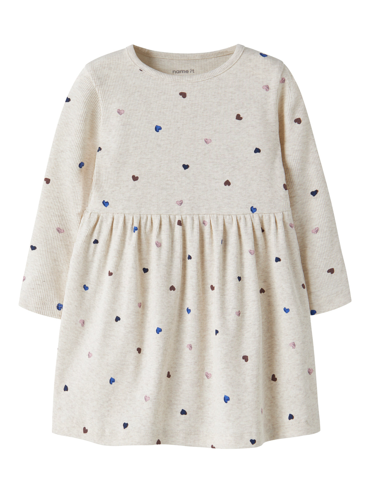 Name It Nutti - LS Dress - Peyote Melange / Hearts