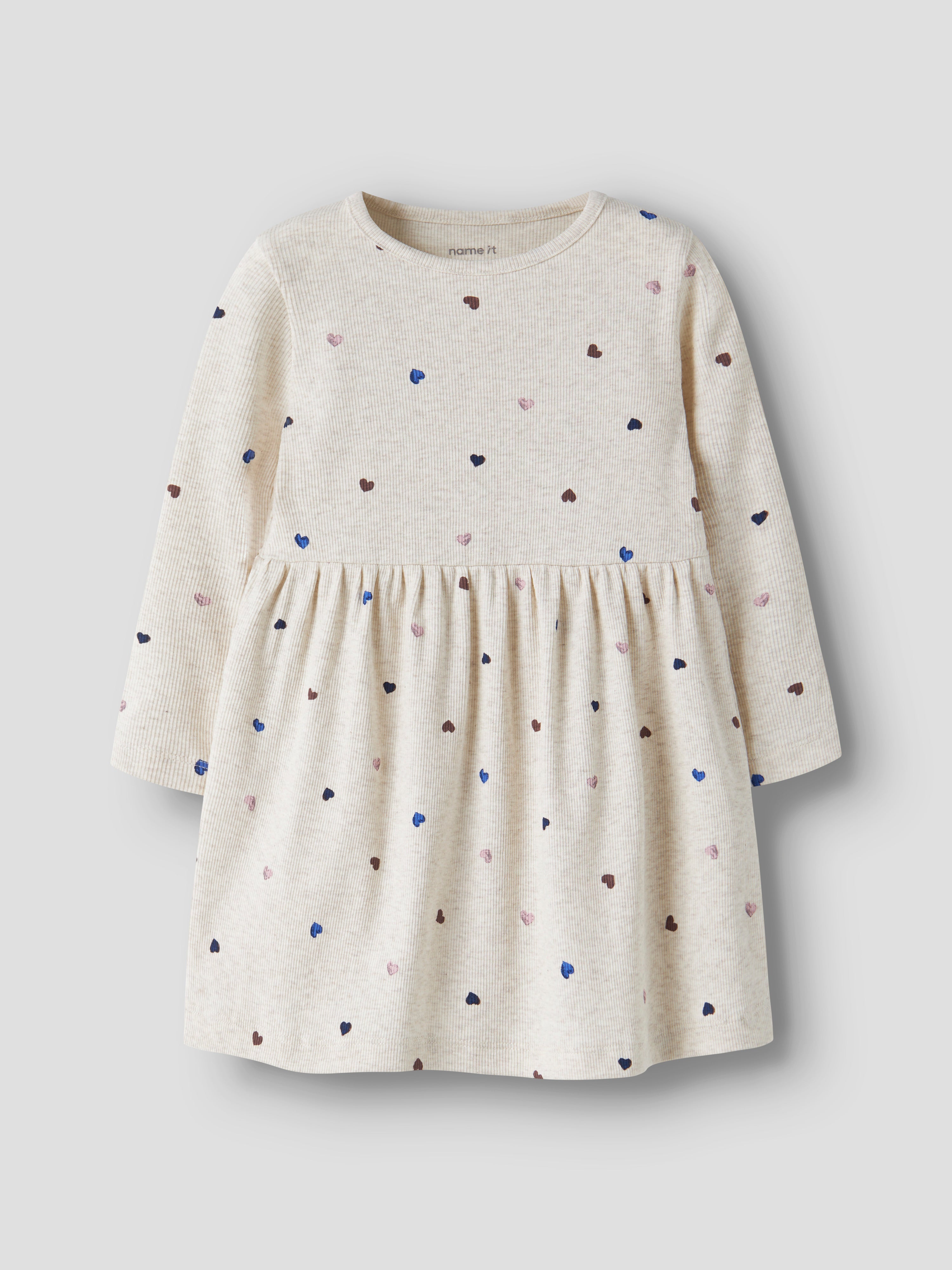 Name It Nutti - LS Dress - Peyote Melange / Hearts