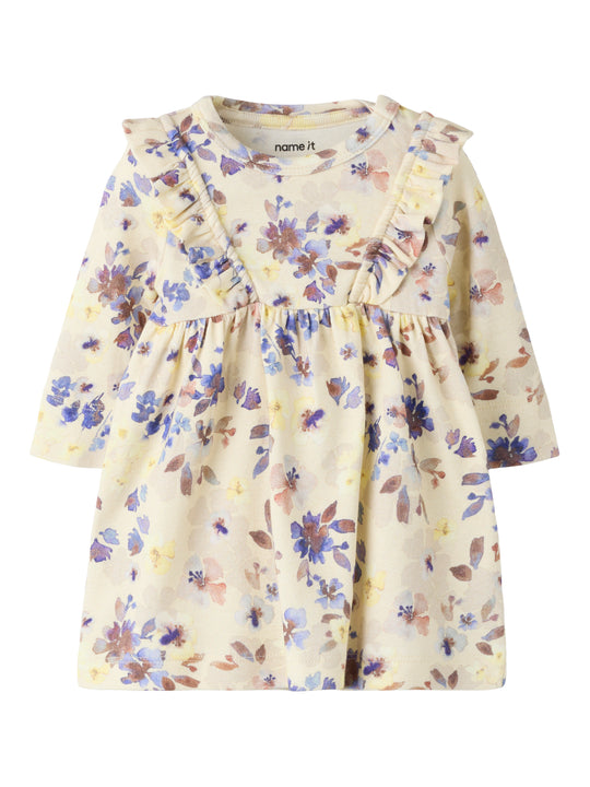 Name It Flora - LS Dress - Almond Milk