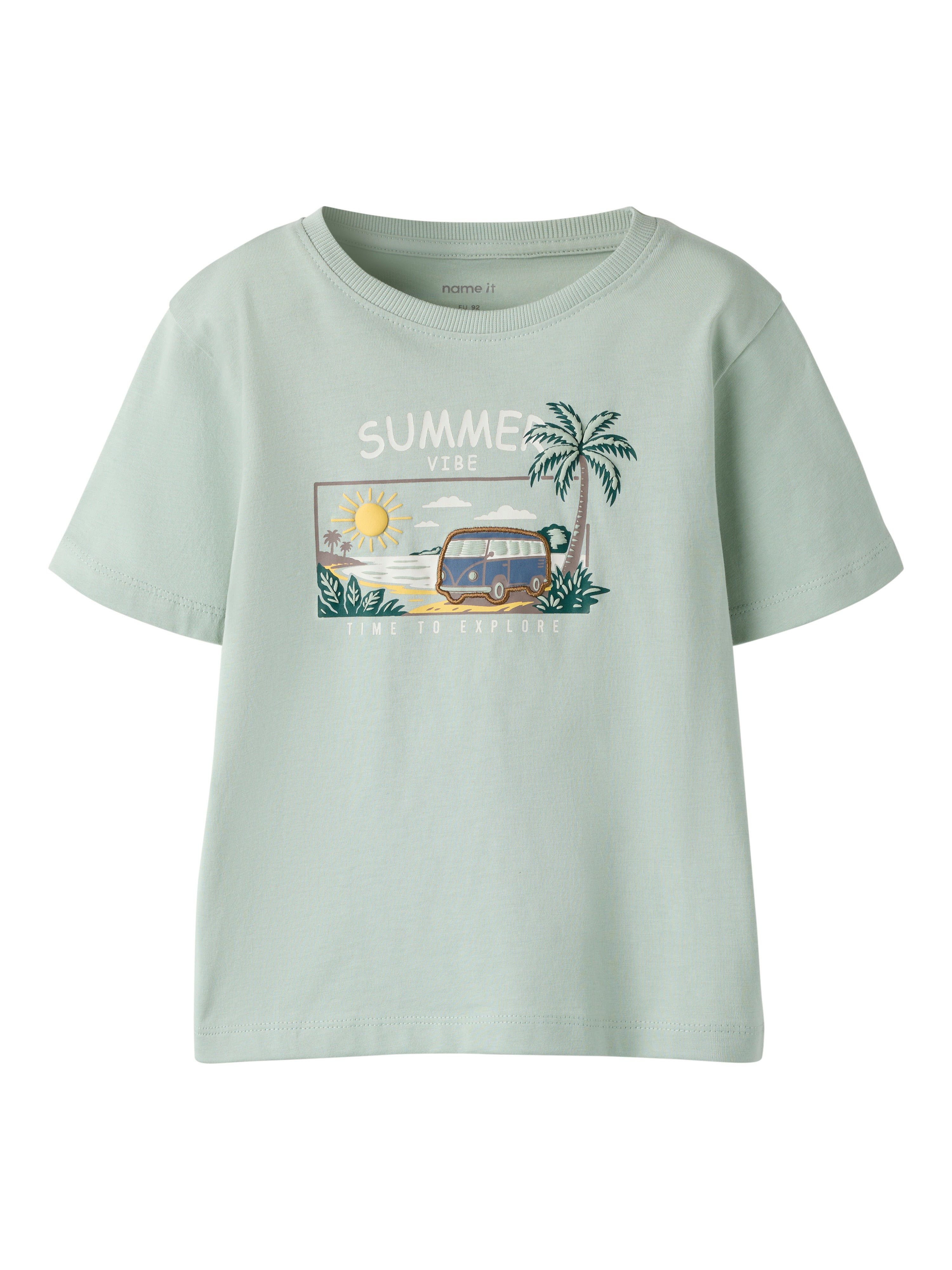 Name It Finnur - SS Top - Aqua Gray