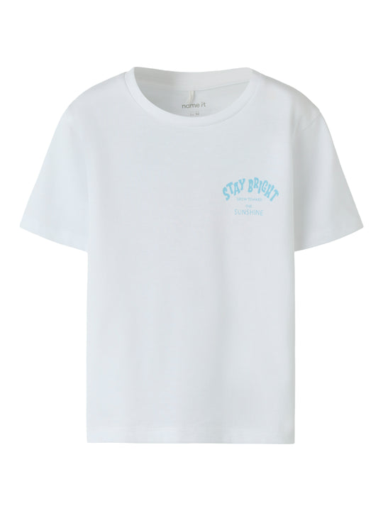Name It Filina – T-shirt med Glimmerprint - Bright White