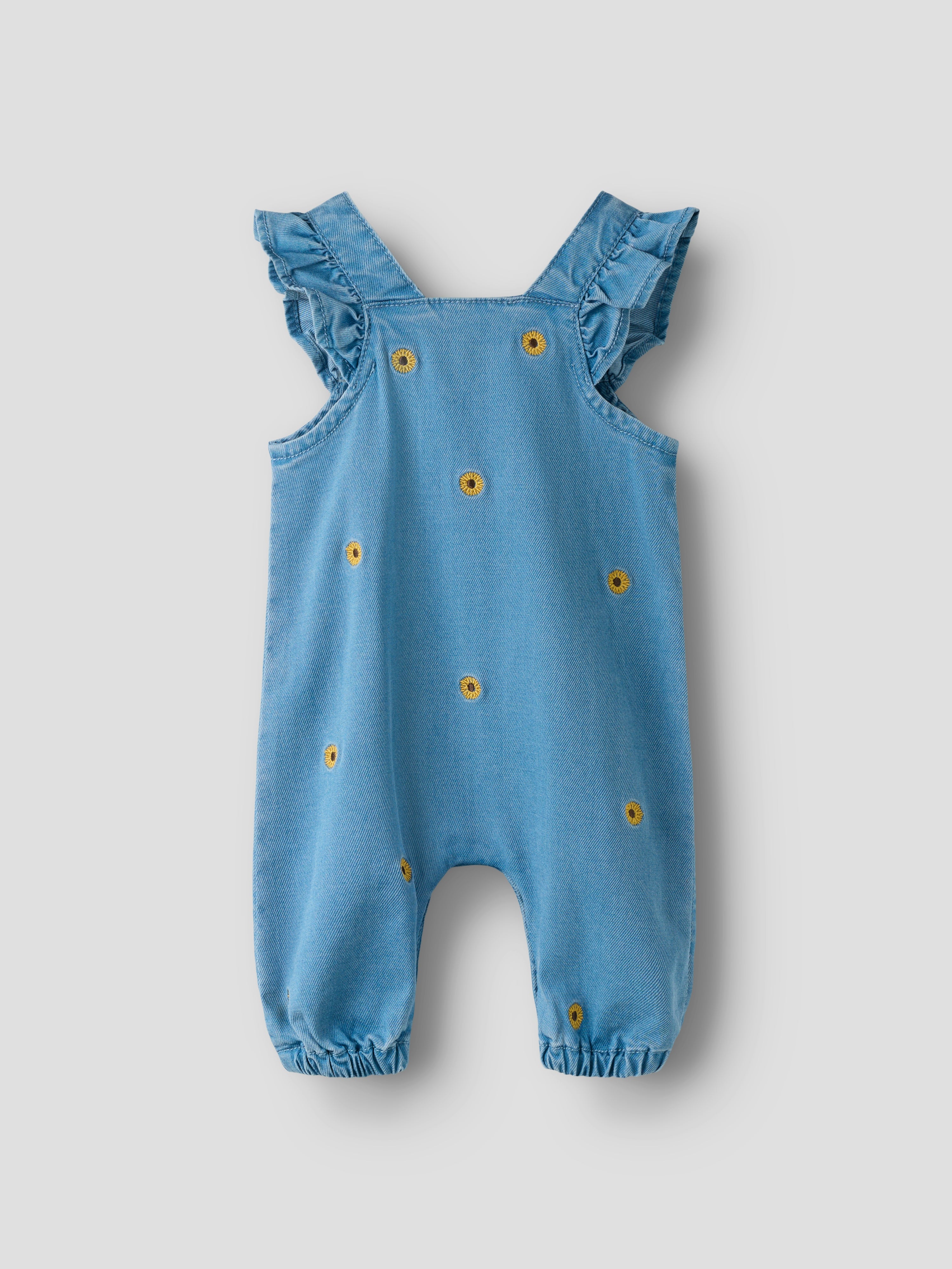 Name It Sage - Denim Overall - Medium Blue Denim/Sunflower Emb