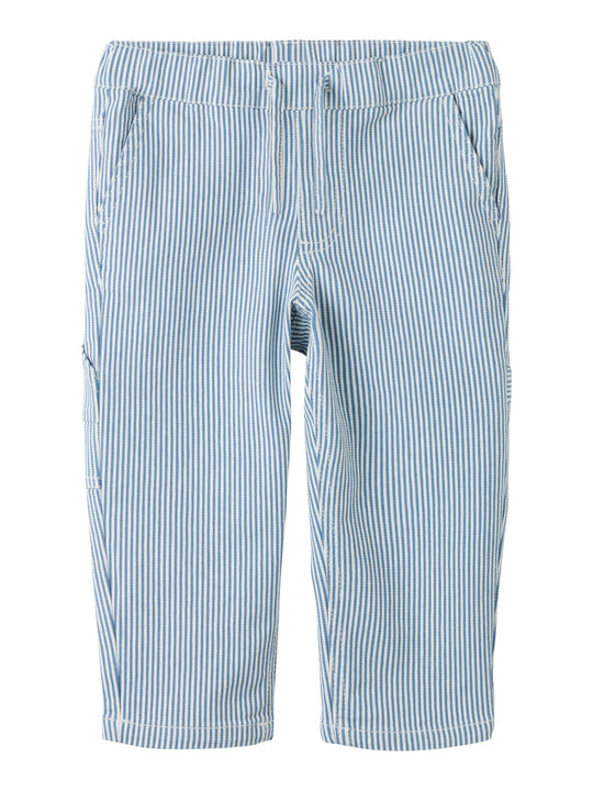 Name It Nola - Tap Stripe Pants - White/Moonlight Blue