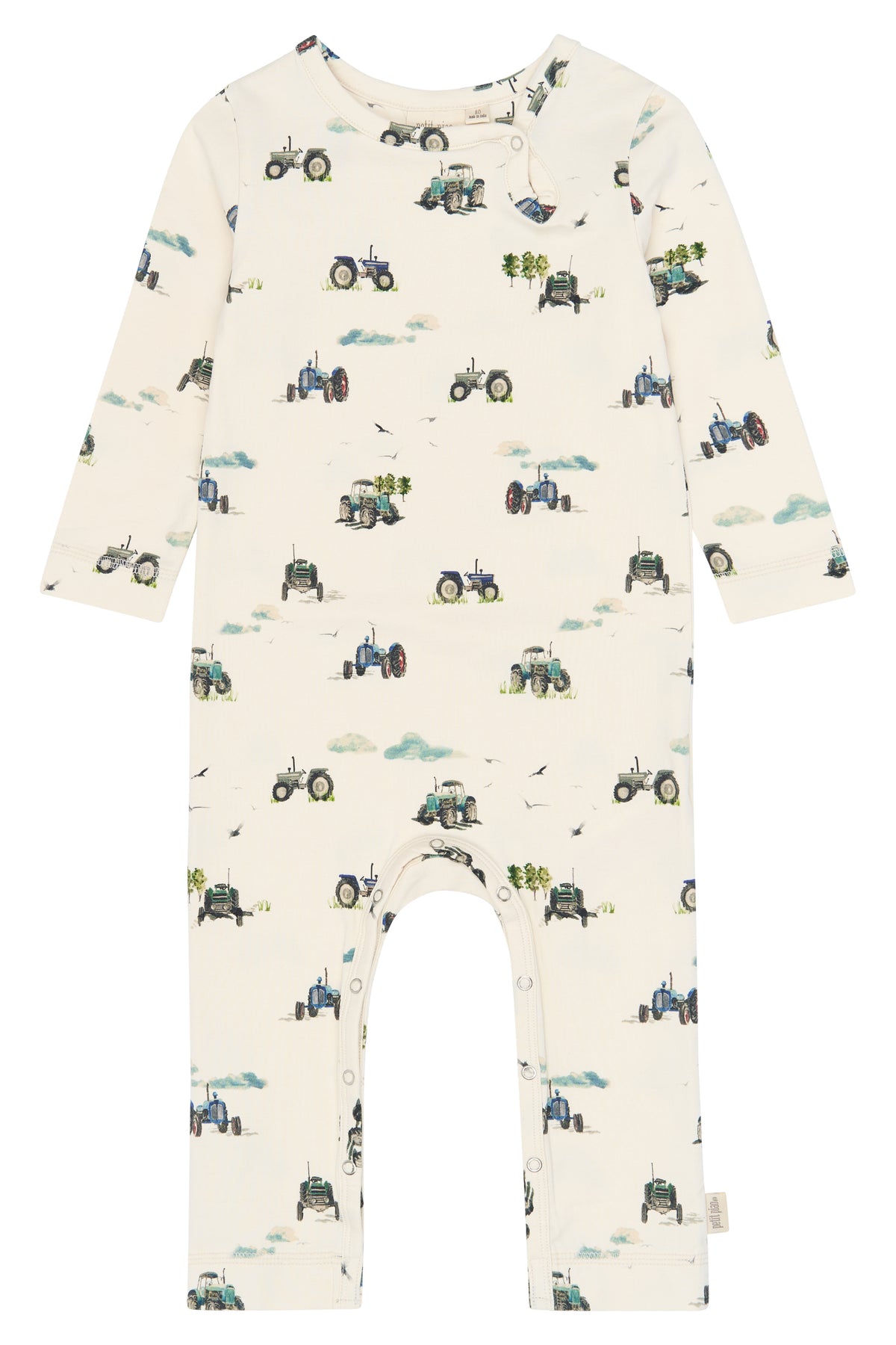 Petit Piao Star - LS Jumpsuit - Eggnog / Tractor AOP