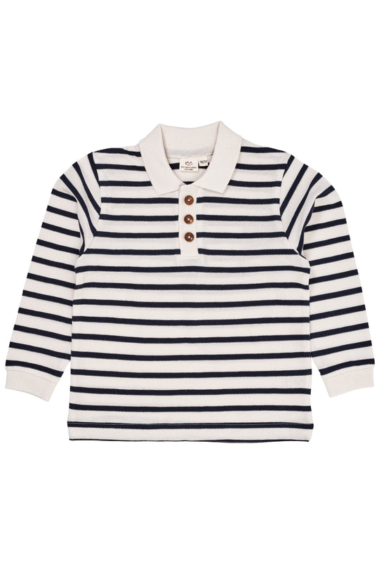 Copenhagen Colors Polo med Striber - Cream/Navy Stripe