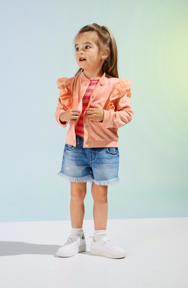 Only Mini Robyn Vintage Palm Denim Shorts - Light Blue Denim