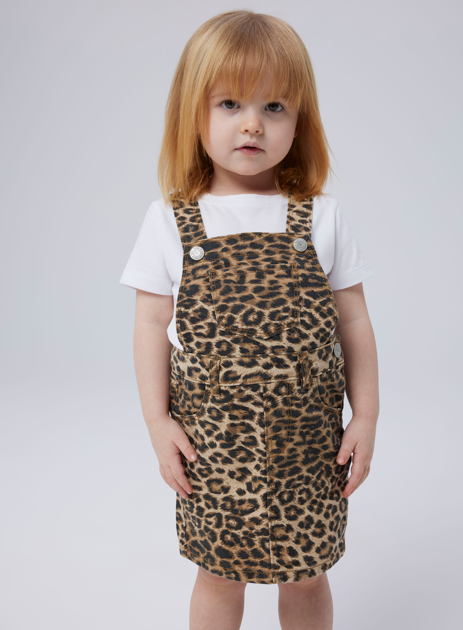 Name It Ophelia Twill Spencer Dress - Silver Mink/Leopard